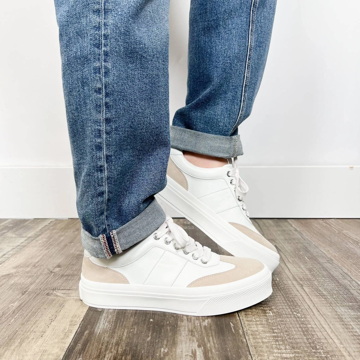 High   Top Style Women's Gabbie Sneaker In White/sand