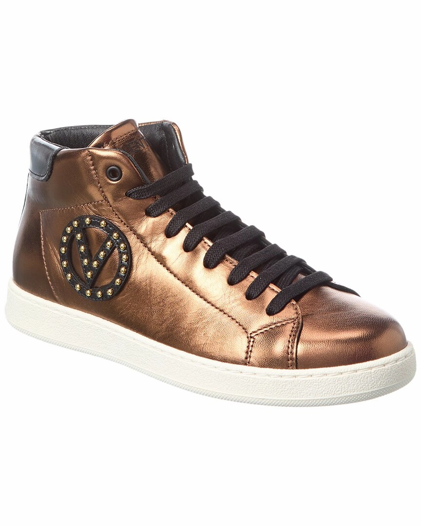 Impact Dispersal Rubber Traction Pods Valentino by Mario Valentino Gaia Leather High-Top Sneaker