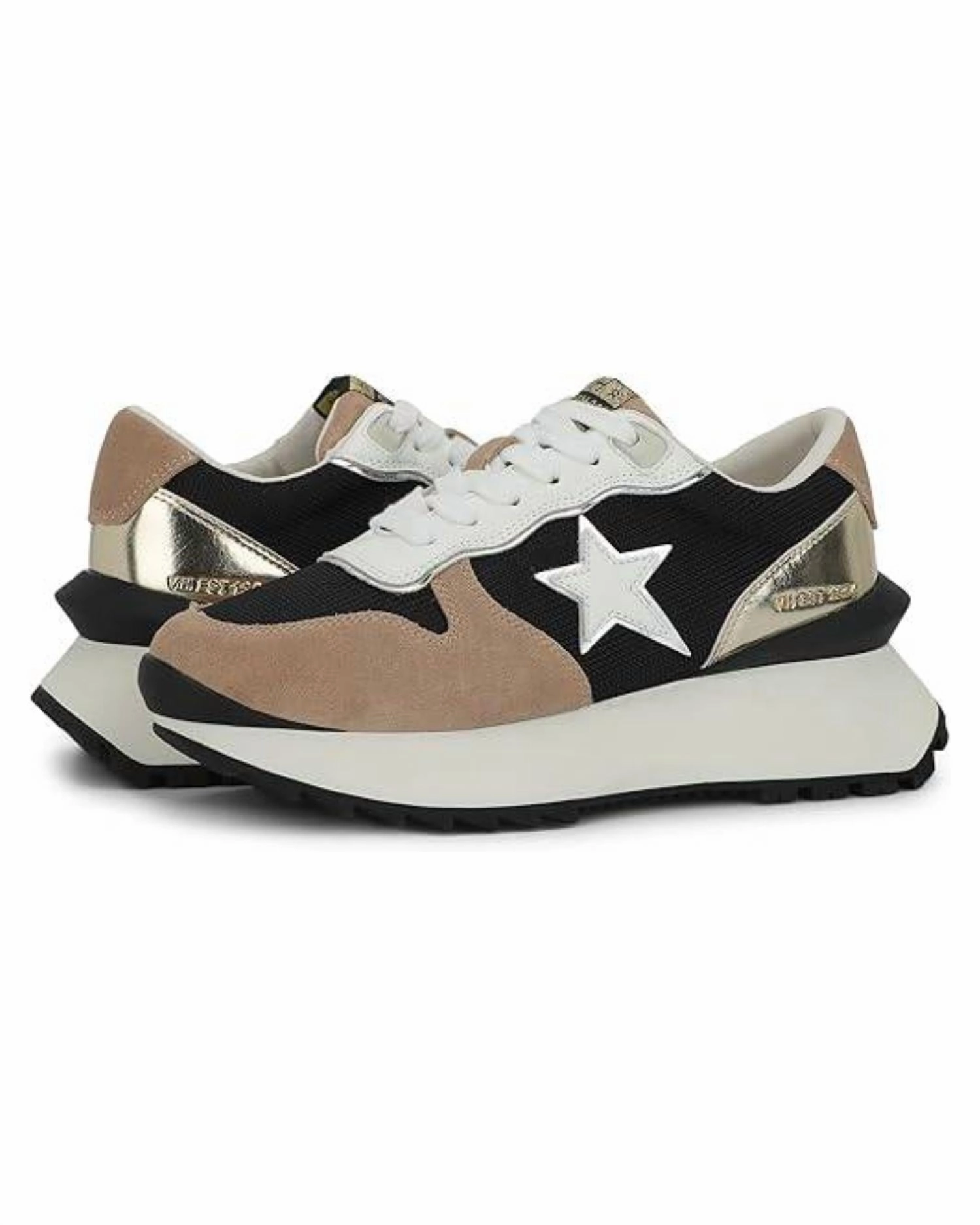 Fashion Essential Major 22 Mesh Sneakers In Black Mesh/gold/taupe