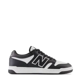 New Balance Men's 480 Sneaker in White with Black Wear Easy Lounge Mode