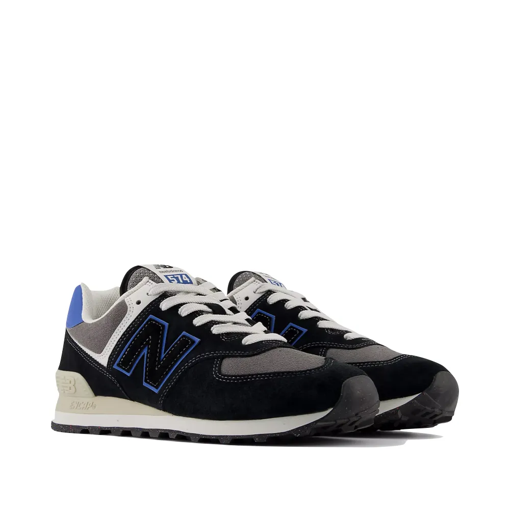 foam Drill Step New Balance Men's 574 Sneaker in Black with Blue Agate