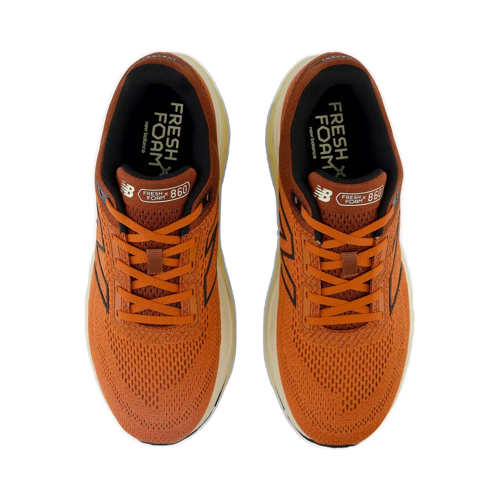 New Balance Men's Fresh Foam X 860v14 Sneaker in Infield Clay with Relic Brown and Black Elastic Sides Lean Build