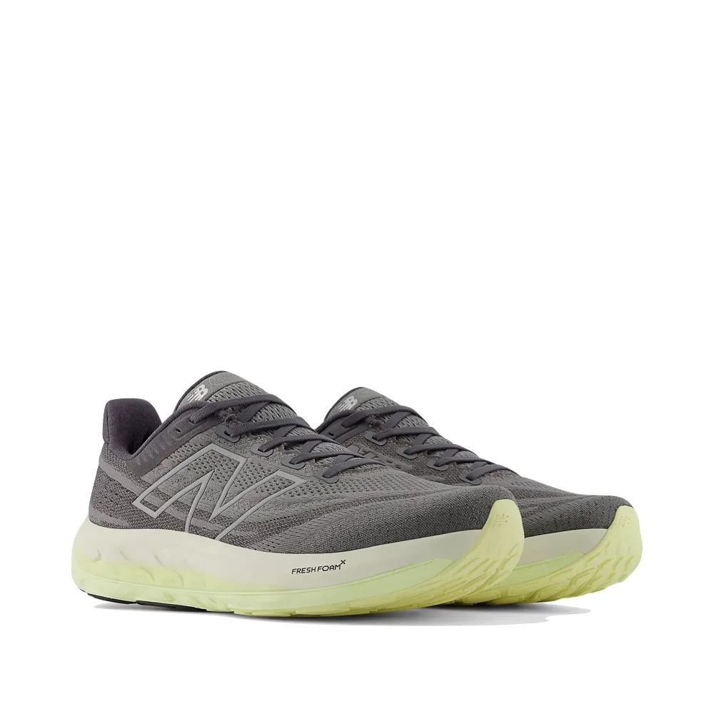 Glide Hike New Balance Men's Fresh Foam X Vongo v6 Sneaker in Harbor Grey with Limelight and Silver Metallic