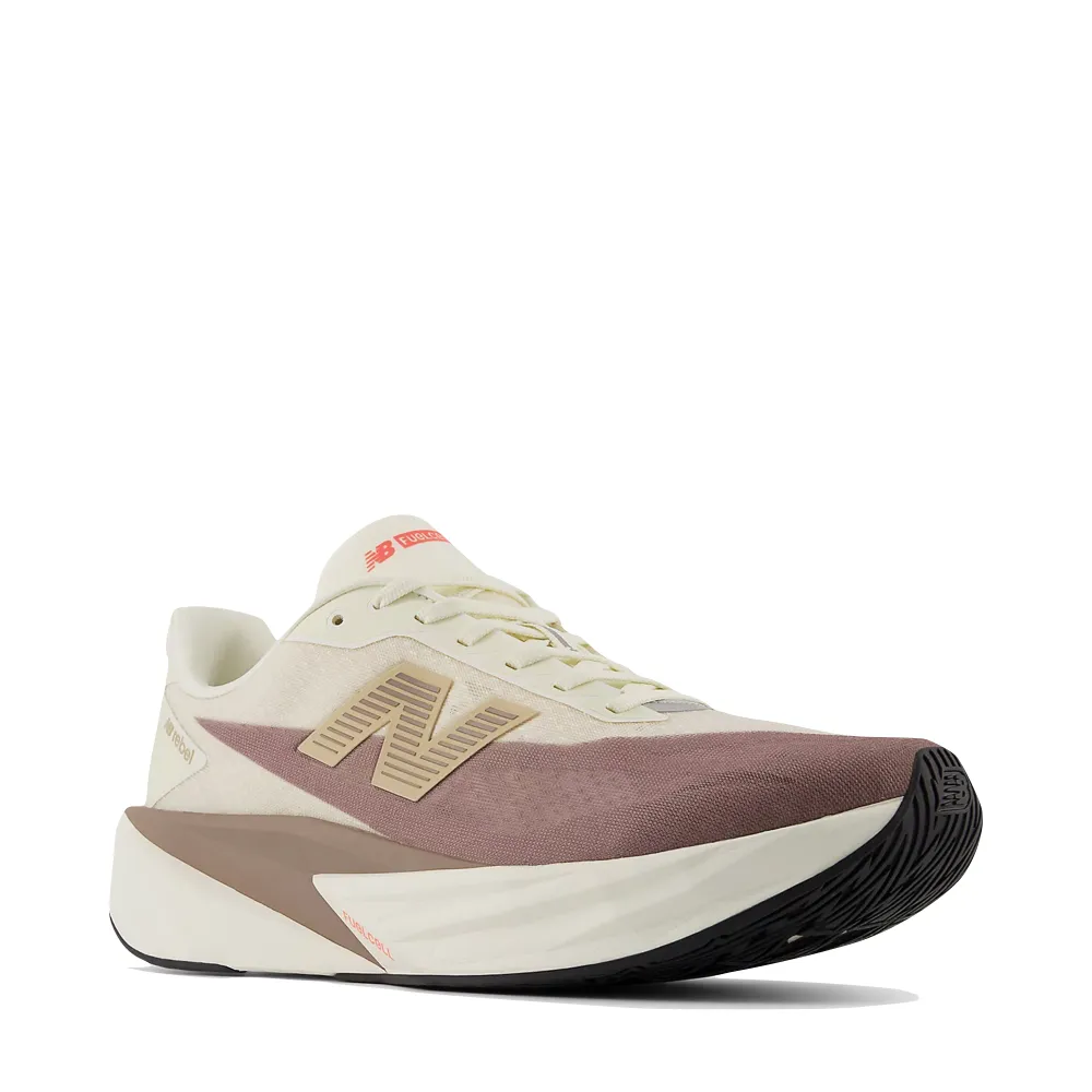 New Balance Men's FuelCell Rebel v5 Sneaker in Angora with Earth Shadow and Sea Salt City Jog