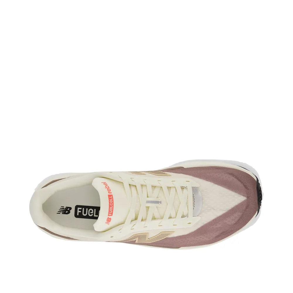 New Balance Men's FuelCell Rebel v5 Sneaker in Angora with Earth Shadow and Sea Salt Slip On