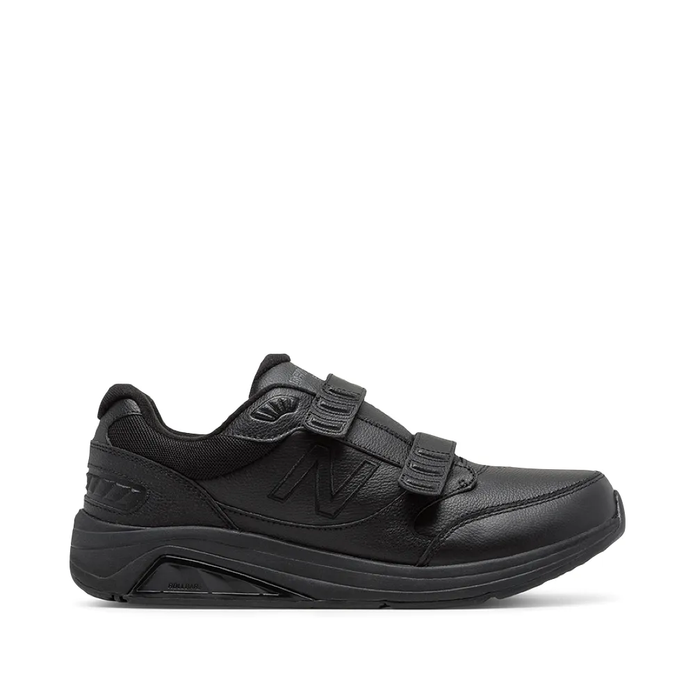 New Balance Men's Hook and Loop 928v3 Leather Sneaker in Black Subtle Look