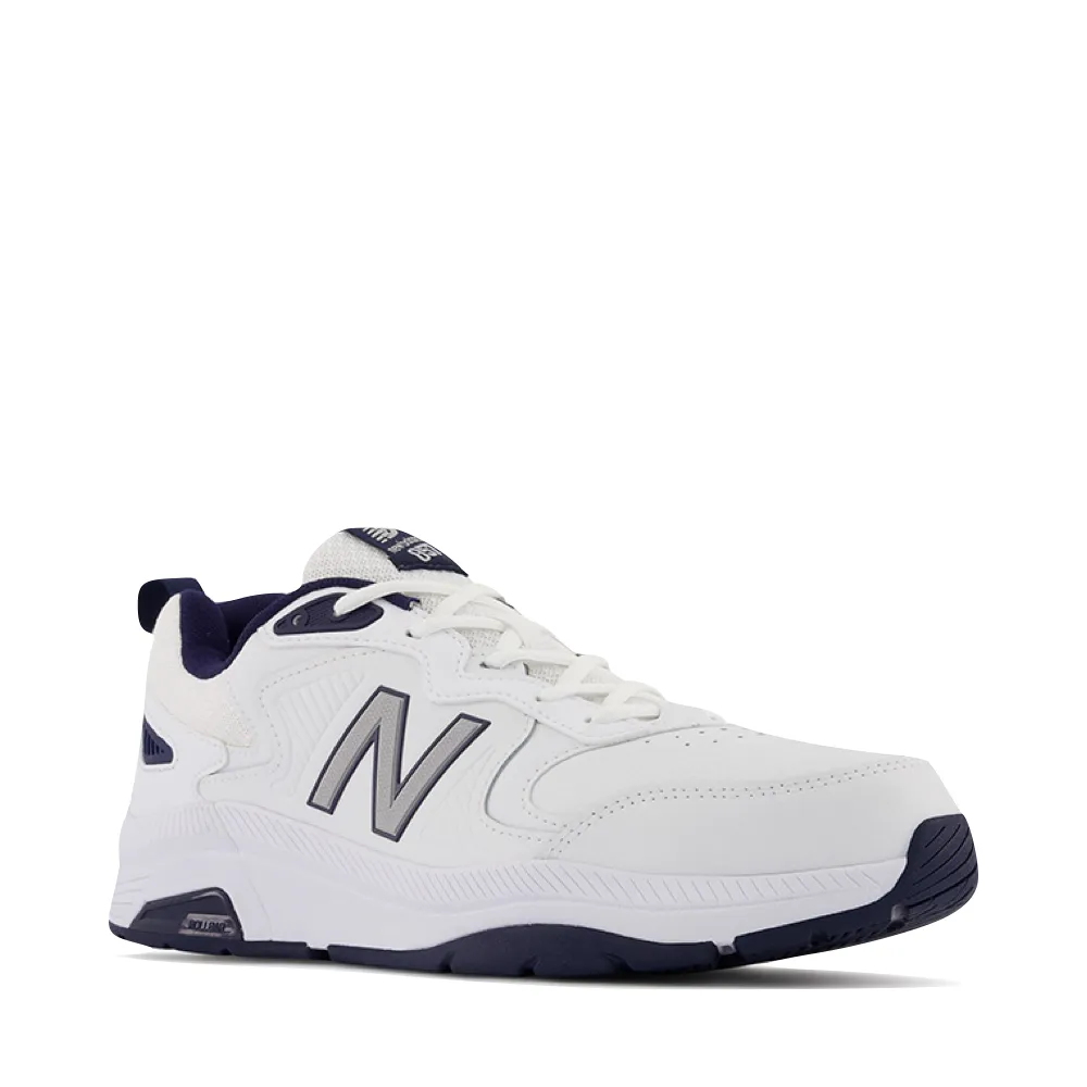 New Balance Men's MX857V3 Sneaker in White/Navy Street Scene Jump Step