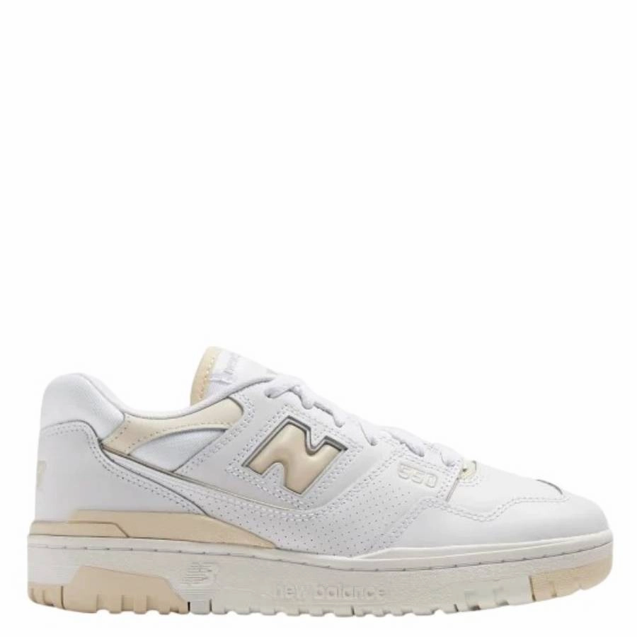 Smooth Lining New Balance White 550 Leather Low-Top Sneakers