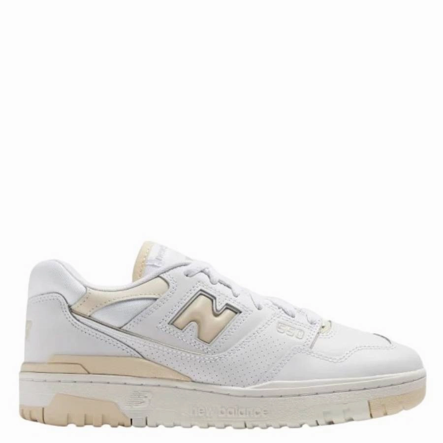New Balance White 550 Leather Low-Top Sneakers Stylish Details