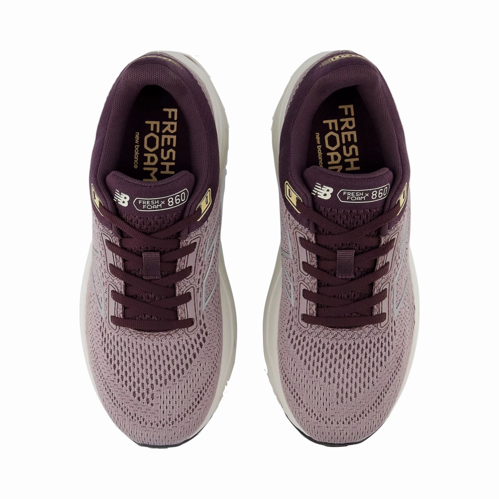 New Balance Women's Fresh Foam X 860v14 Sneaker in Ice Wine with Plum Brown and Silver Metallic Seamless Interior Lining