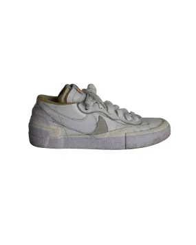 Nike x Sacai Blazer Low Sneakers in White Patent Leather Lace   Up Style