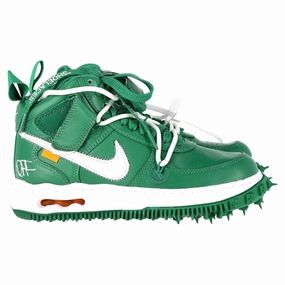 Neutral Base Nike Air Force 1 Mid x Off-White  Sneakeres in Green Leather