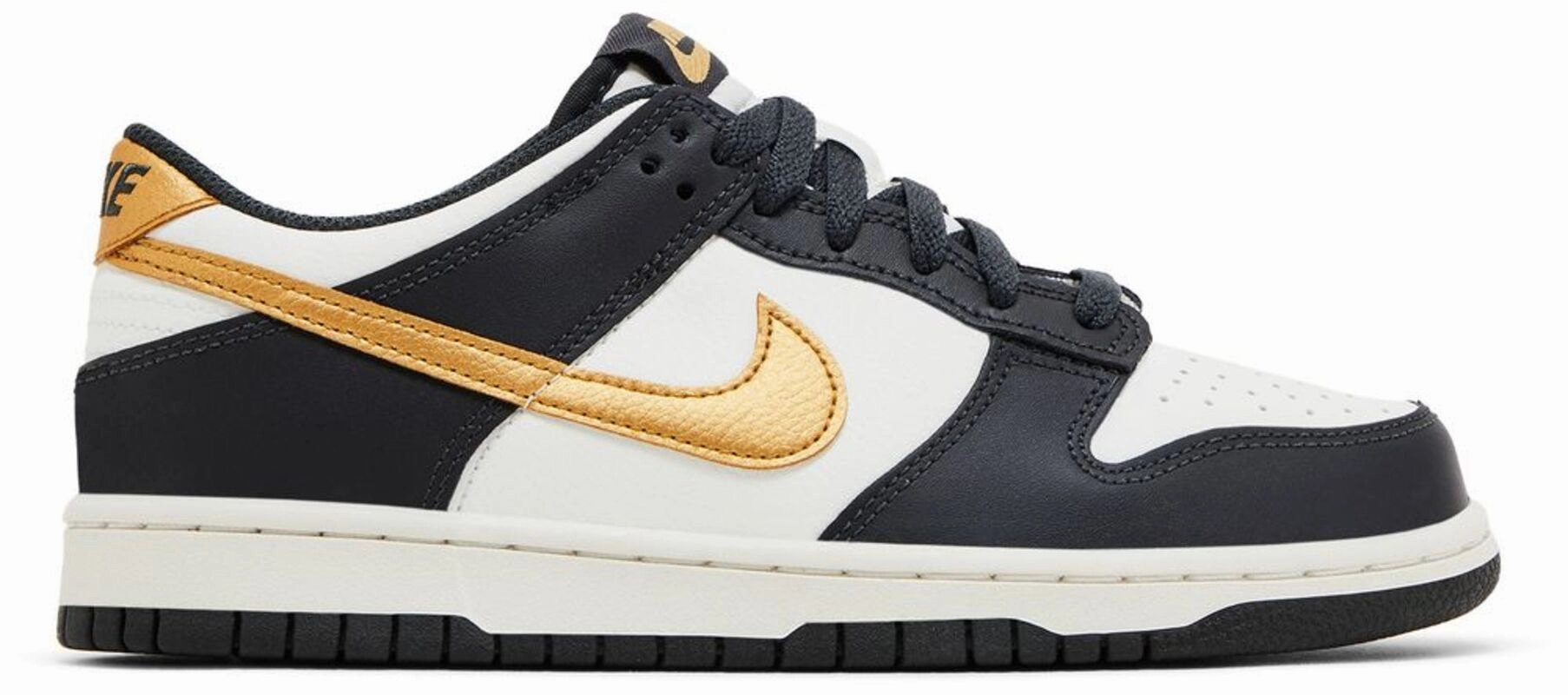 Nike Dunk Low Summit White Metallic Gold Women's Light Structure Flexible Rubber Sole
