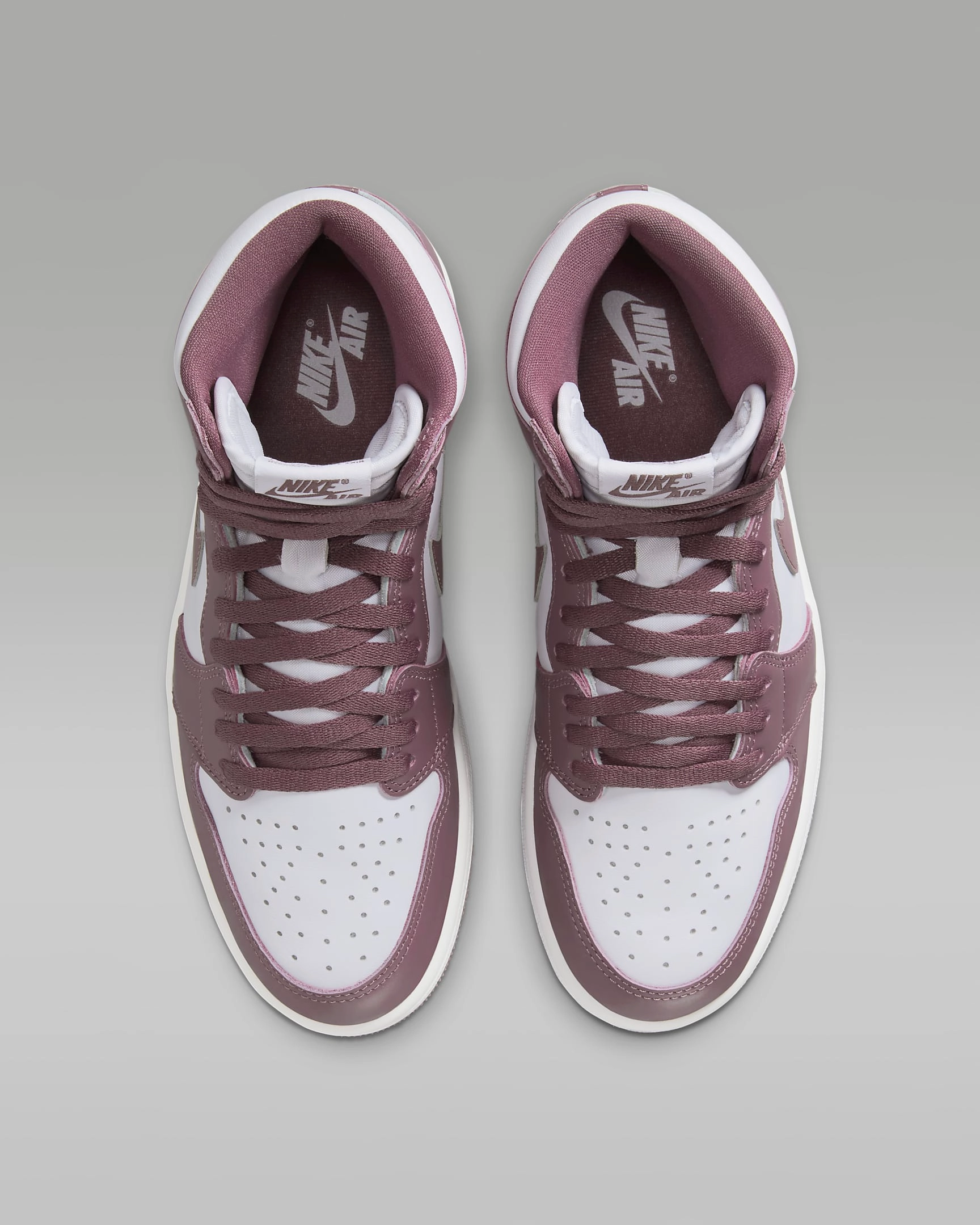 Supportive Footbed Breathable Construction Nike Men's Air Jordan 1 High OG Shoes - White / Sky J Mauve