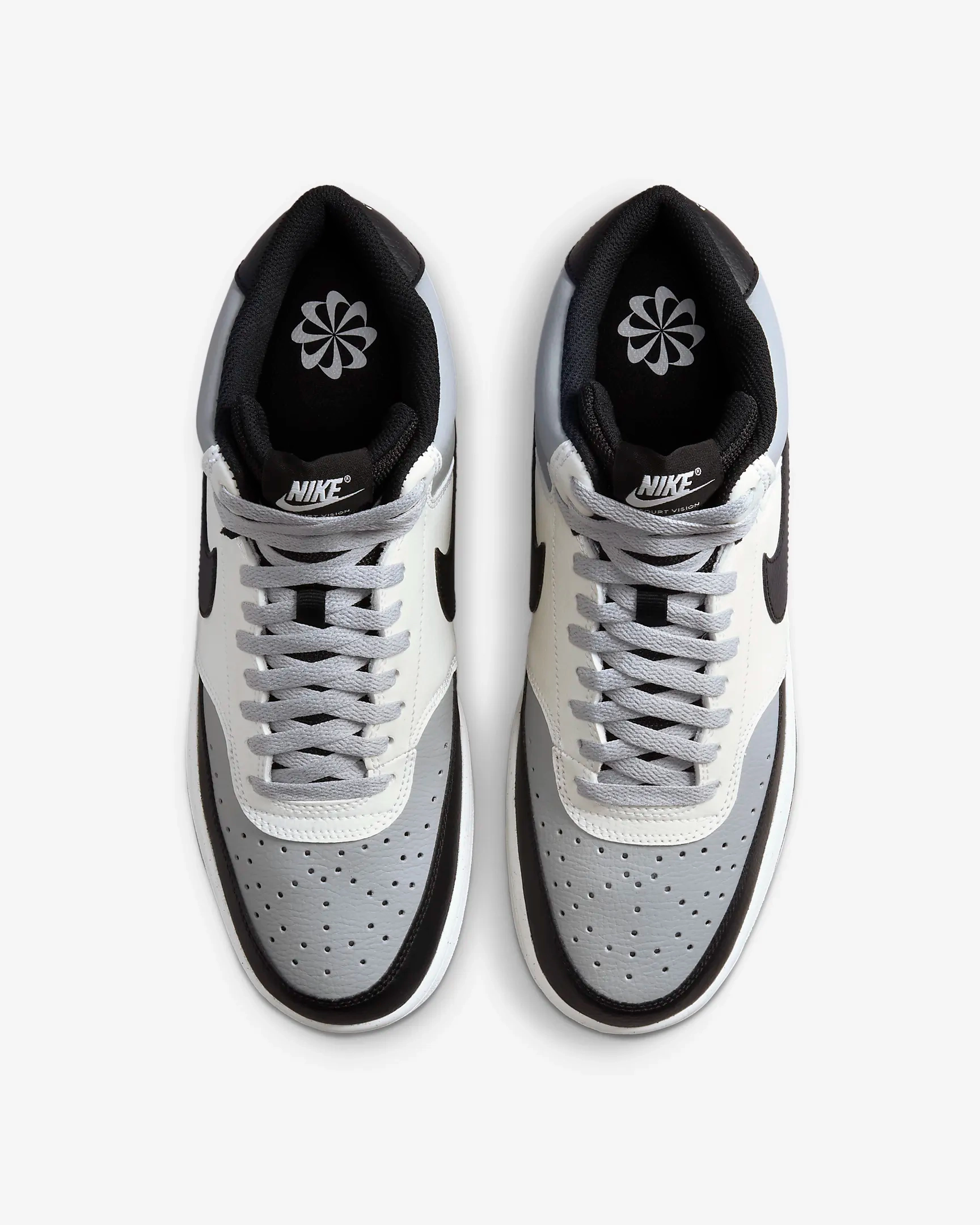 Nike Men's Court Vision Mid Next Nature Shoes - Light Smoke Grey / Sail / Black reflective - material running shoes