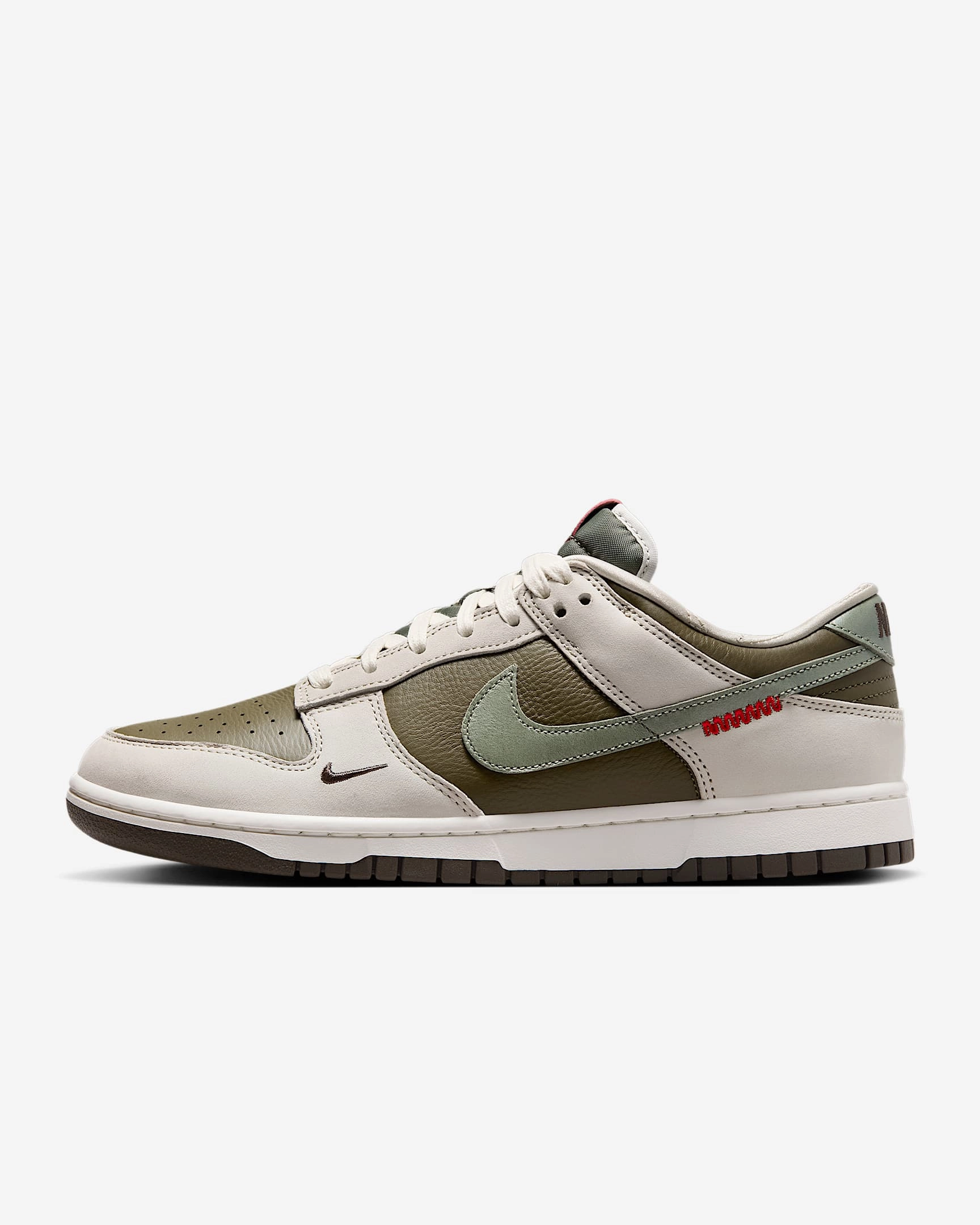 Nike Men's Dunk Low Retro Year Of The Snake Shoes - Medium Olive / Jade Horizon / Sail / Ironstone / University Red seamless - lining shoes cushioned - midsole shoes