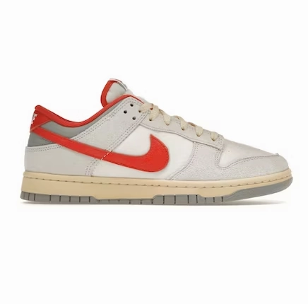 scratch - resistant - finish shoes soccer - compatible shoes Nike Men's Dunk Low Shoes - Sail / Photon Dust / Light Smoke Grey / Picante Red