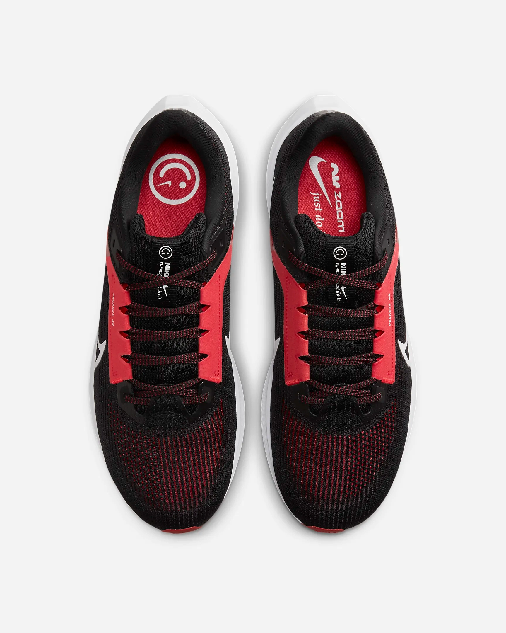 Nike Men's Pegasus 40 Shoes - Black / Light Crimson / White Dynamic Energy Plate Quick Drying Synthetic Material