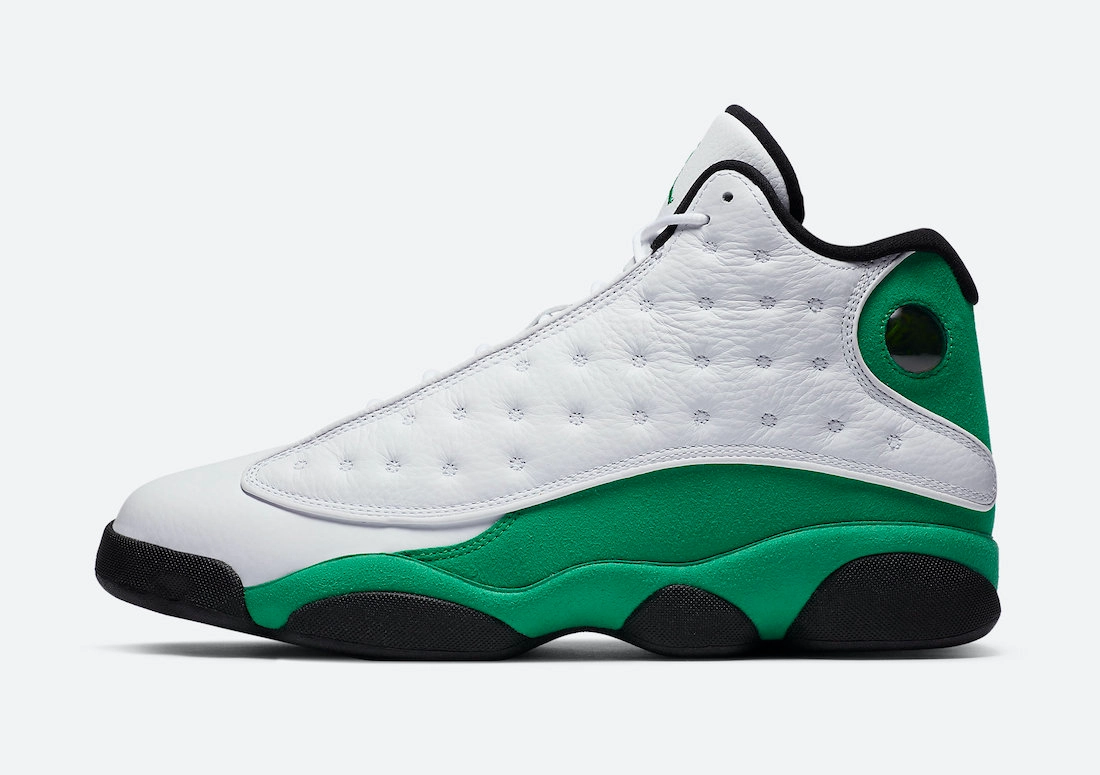 Nike Men's Air Jordan 13 Retro Lucky Shoes - White / Lucky Green / Black Cross Vector Flex Grooves Multi Purpose Use
