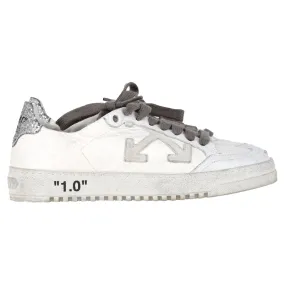 Off-White 2.0  Glitter Detail Lace Low Top Sneakers in White Leather Lace Free Stable Structure