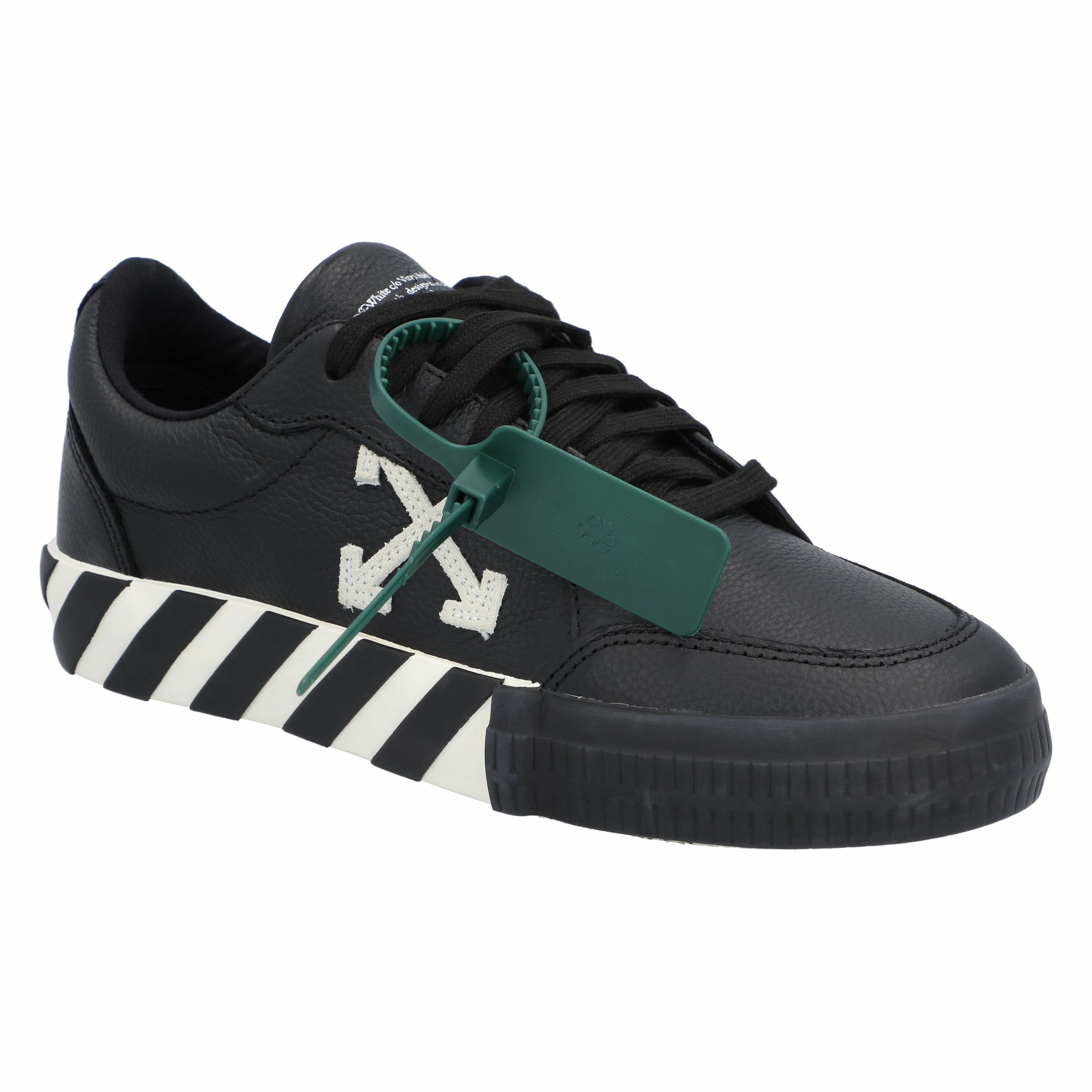 OFF-WHITE Low Vulcanized Leather Black White Modern sole Active Zone