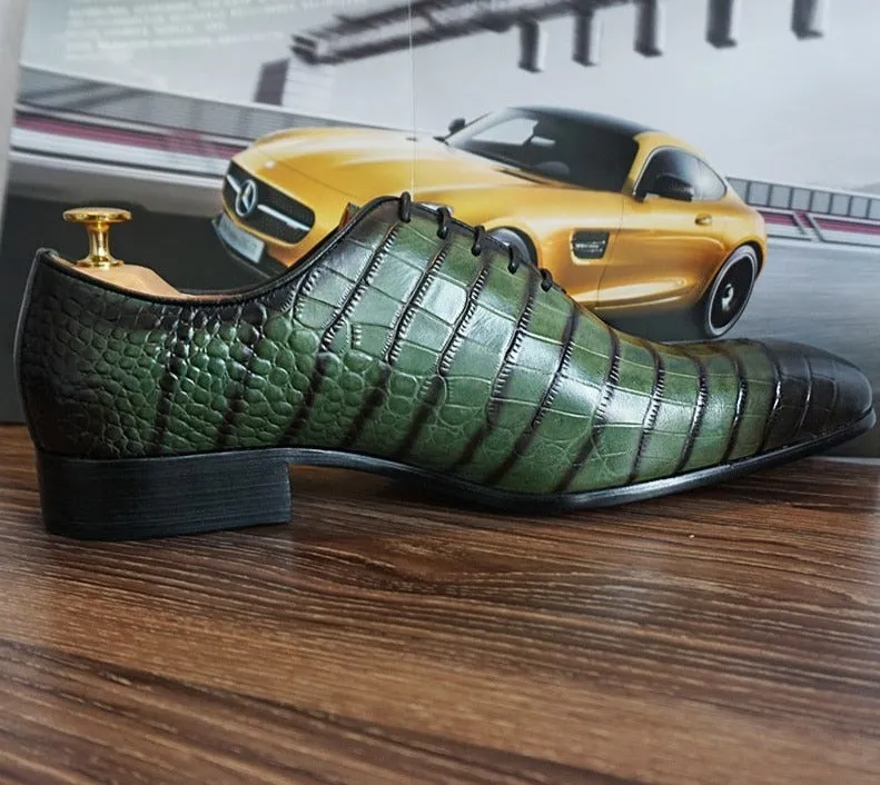 The DaoChen Alligator - Crocodile Pattern leather Captoe Oxford Dress Shoes All Day Leather Formal Dress