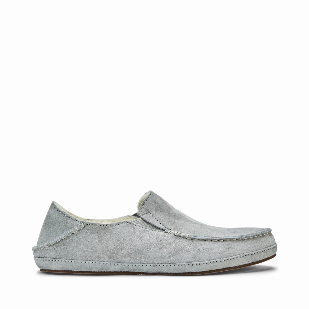 OluKai Women's Nohea Shearling Lined Slipper in Pale Grey Speed Walk