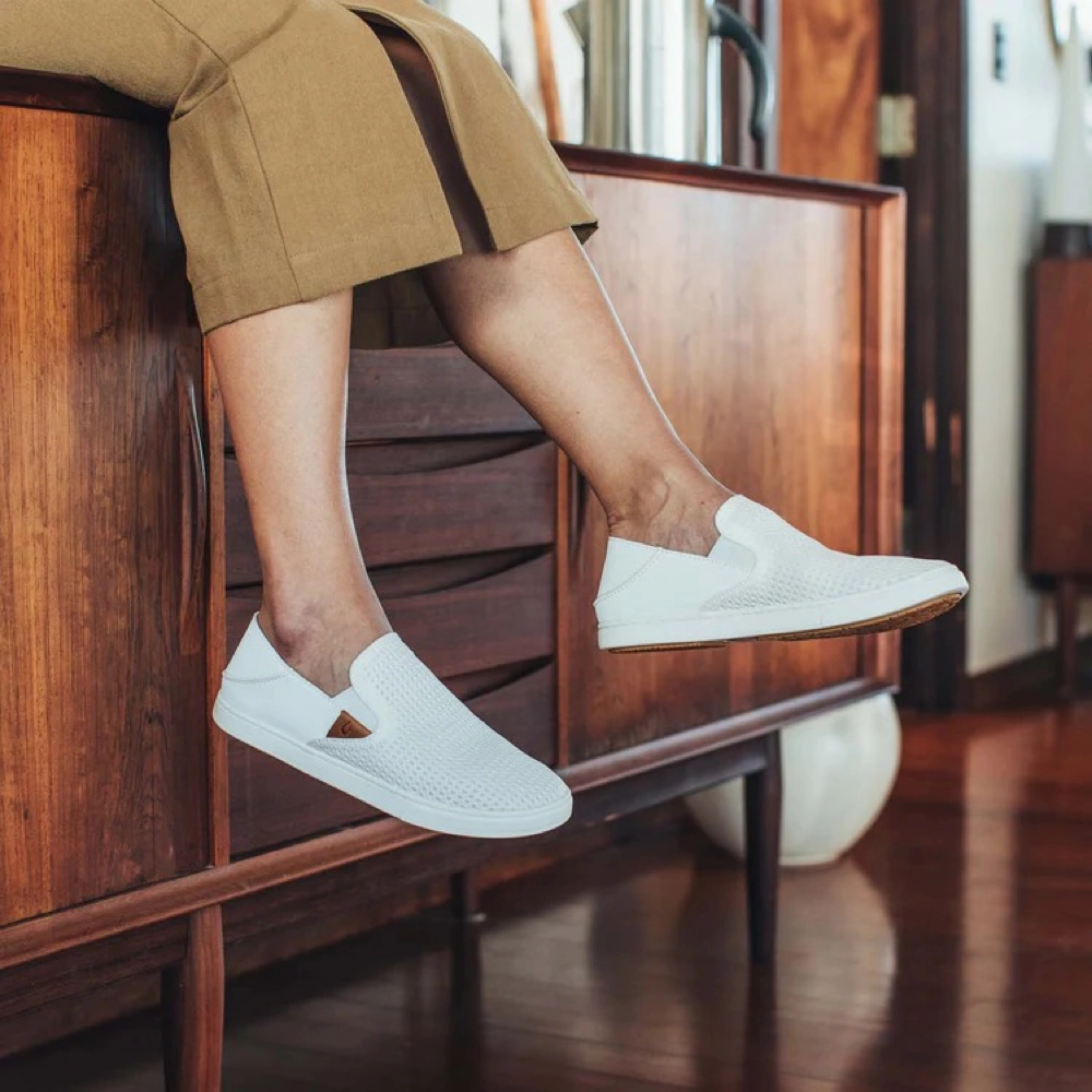 OluKai Women's Pehuea Mesh Slip On in Bright White Trend Focused High-Quality Shoes