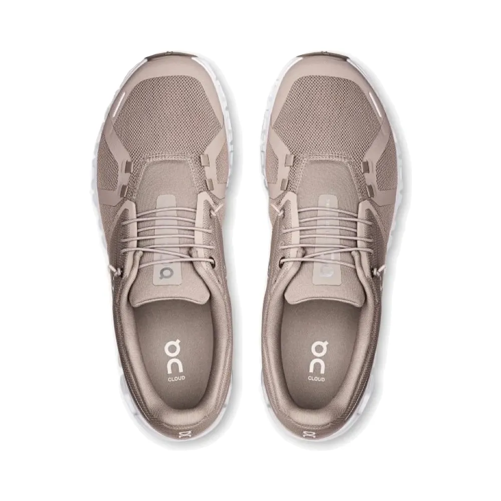 On Men's Cloud 6 Sneaker in Fog/White Elastic upper