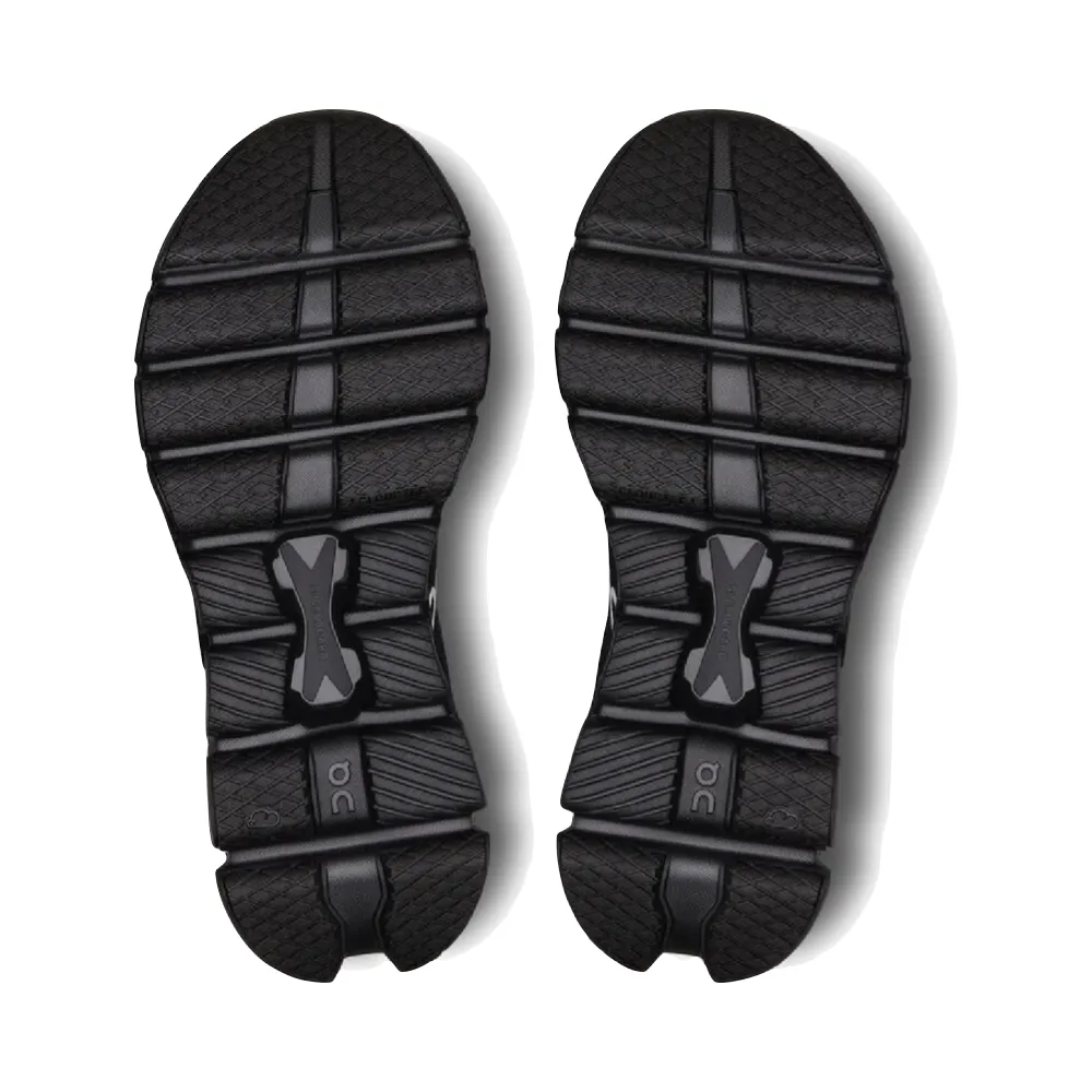 On Men's Cloud X 4 Sneaker in Black/Eclipse Stacked Heel Structure