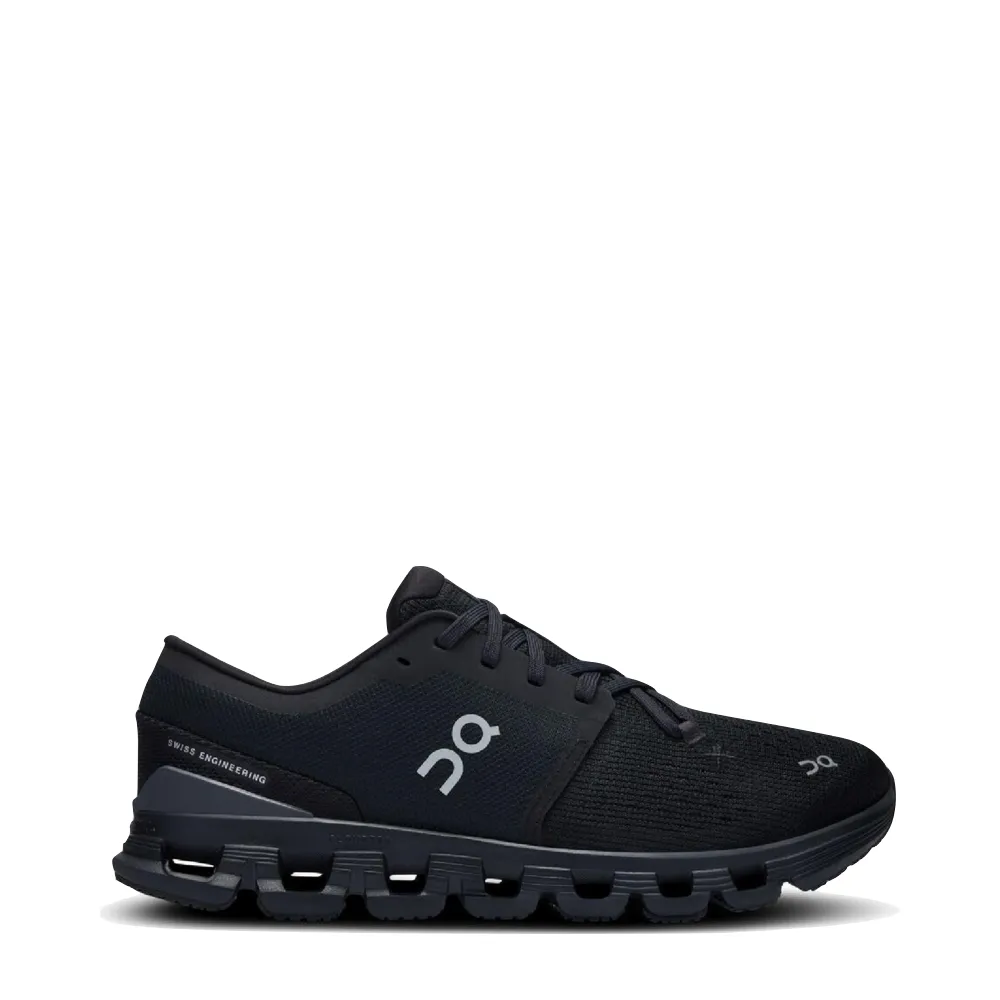 On Men's Cloud X 4 Sneaker in Black/Eclipse Rain Step