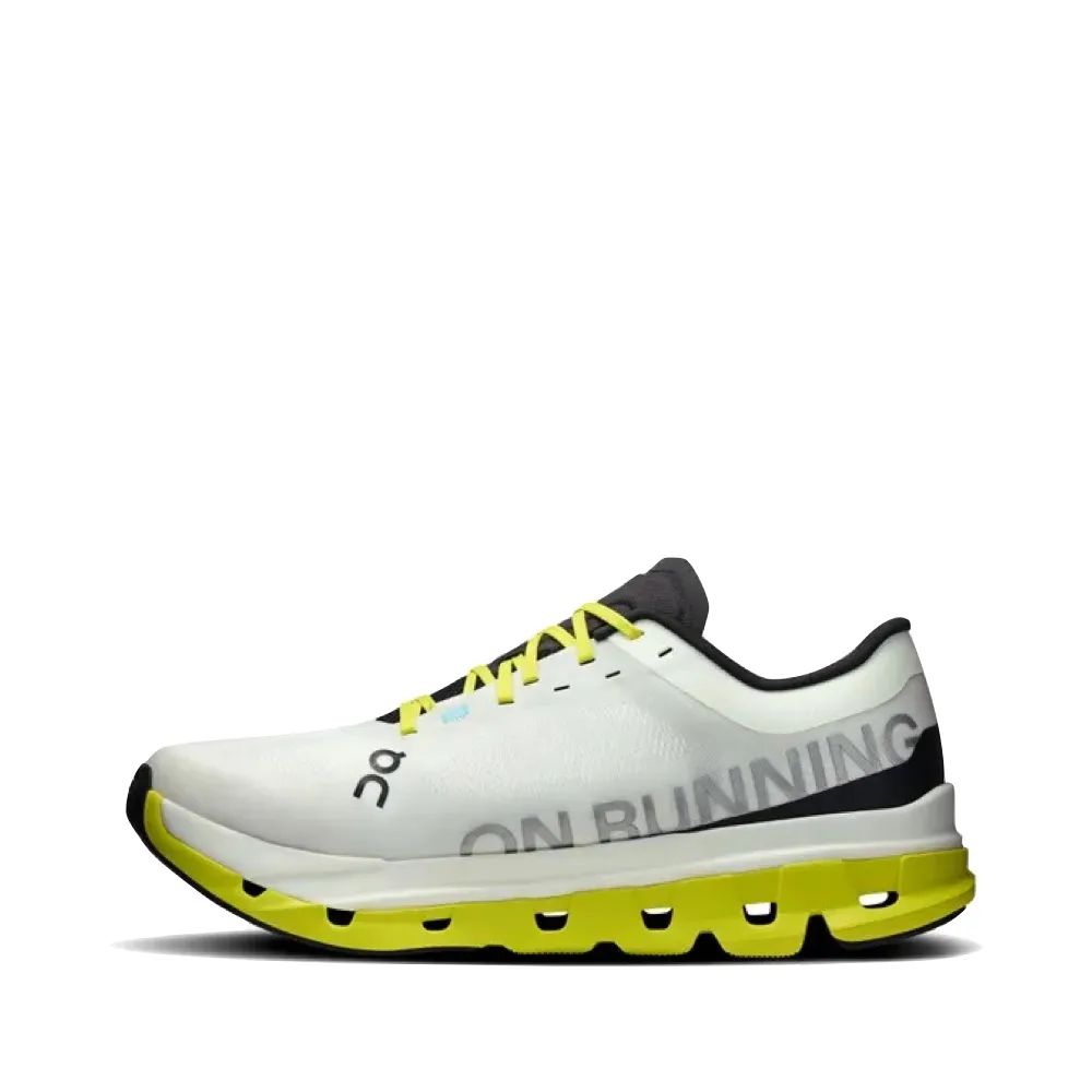 On Men's Cloudflow 5 Sneaker in White/Lime Step Lightly