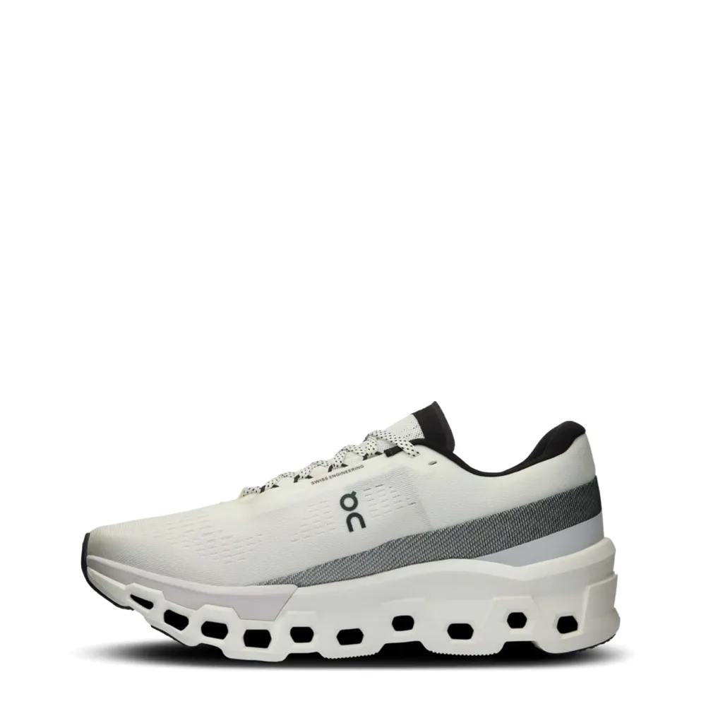 On Men's Cloudmonster 2 Sneaker in White/Frost Slip Resistant Outsole Dry Wear