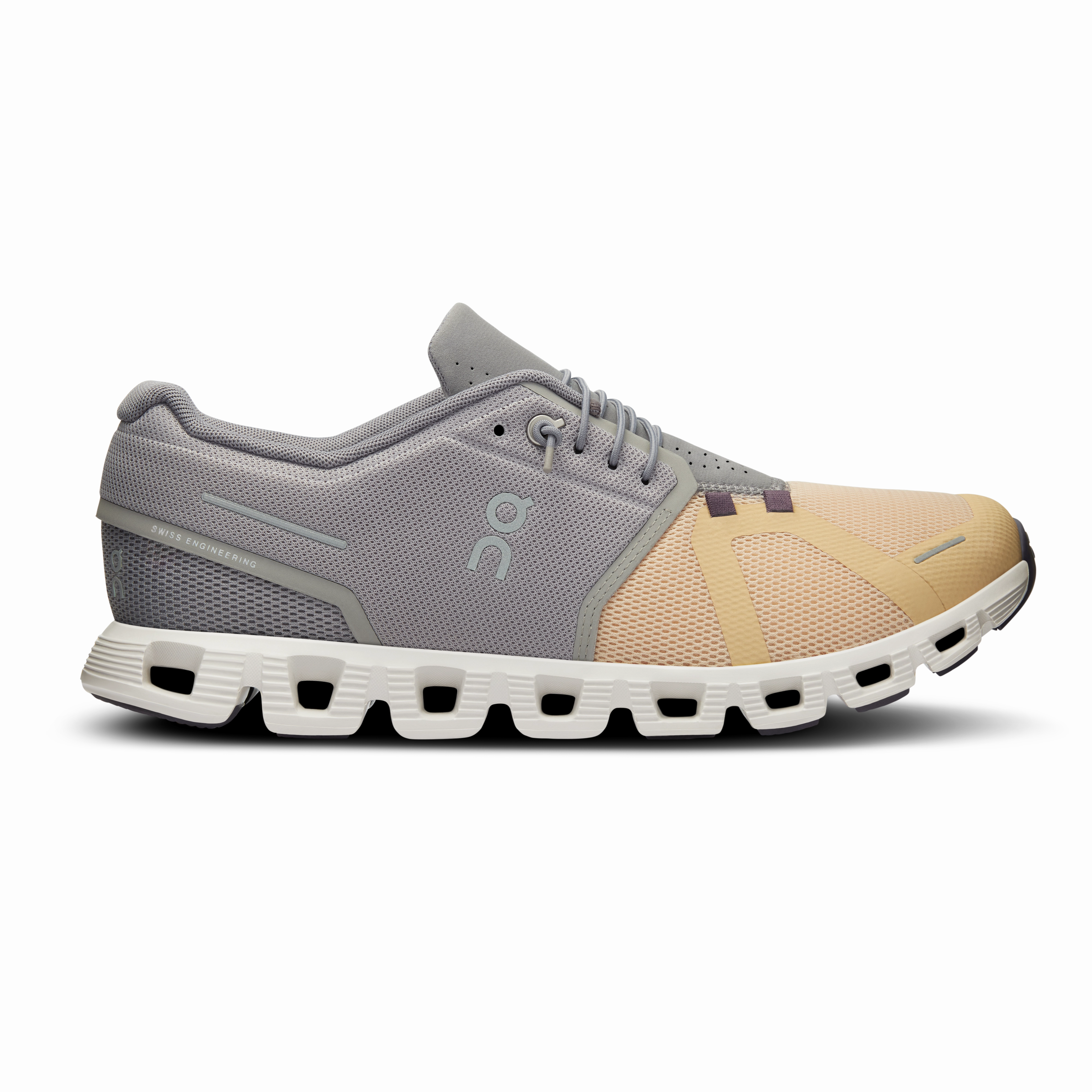 sunny - day - runner Rockered Sole Geometry On Running Men's Cloud 5 Shoes - Fog / Savannah