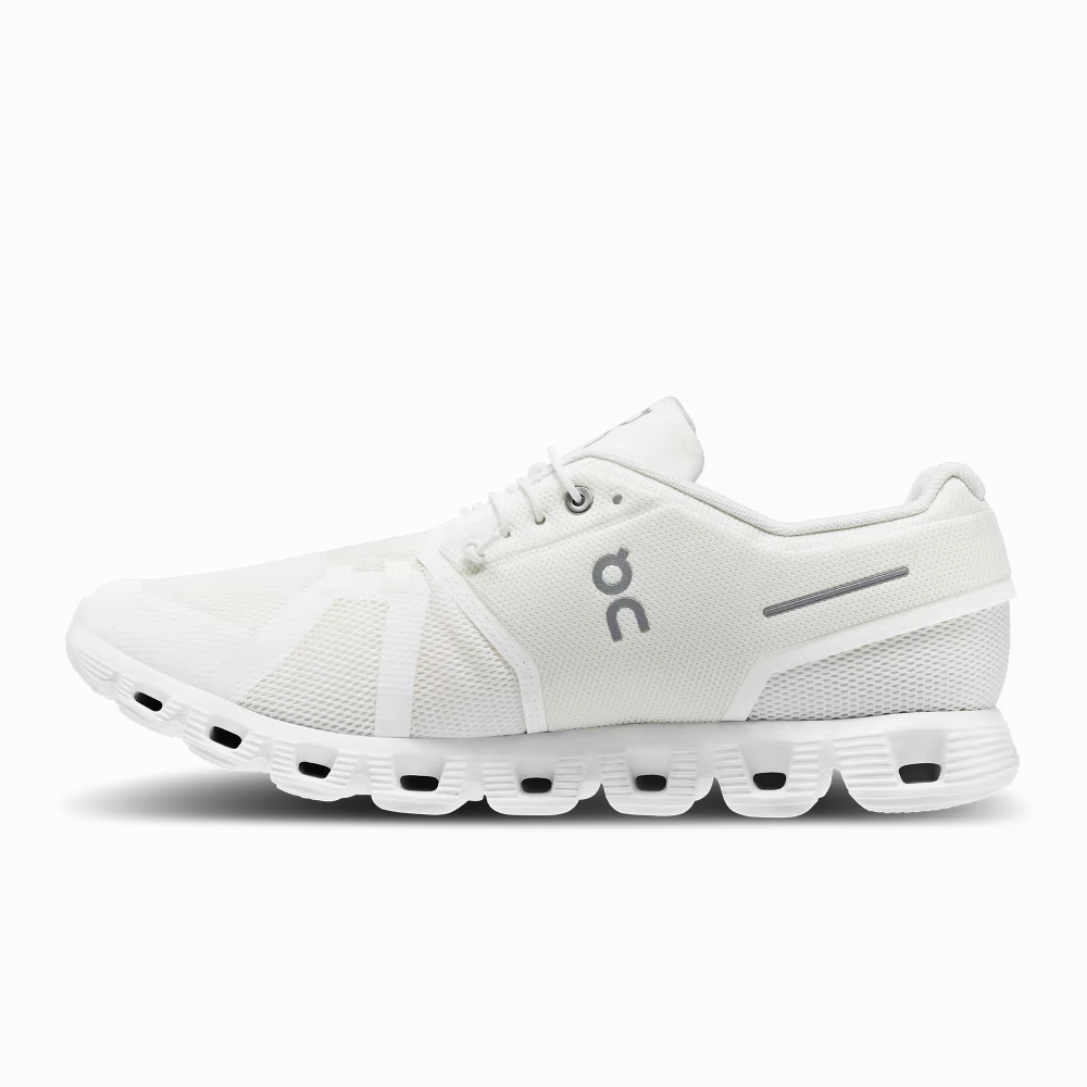 On Running Men's Cloud 5 Shoes - Undyed White / White Unibody Upper Construction