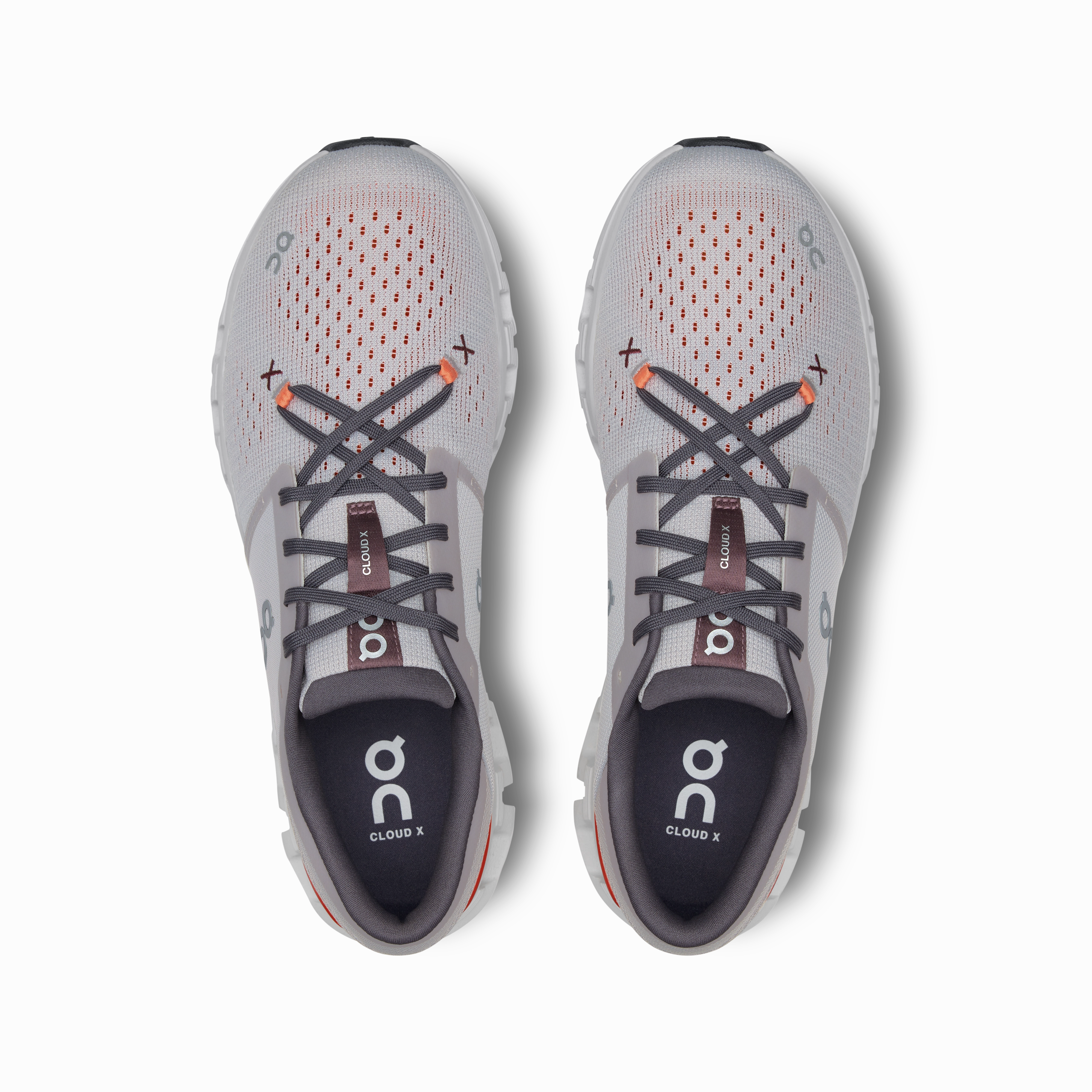 On Running Men's Cloud X 4 Shoes - Silver / Flame Foam Composite running with a dog shoes