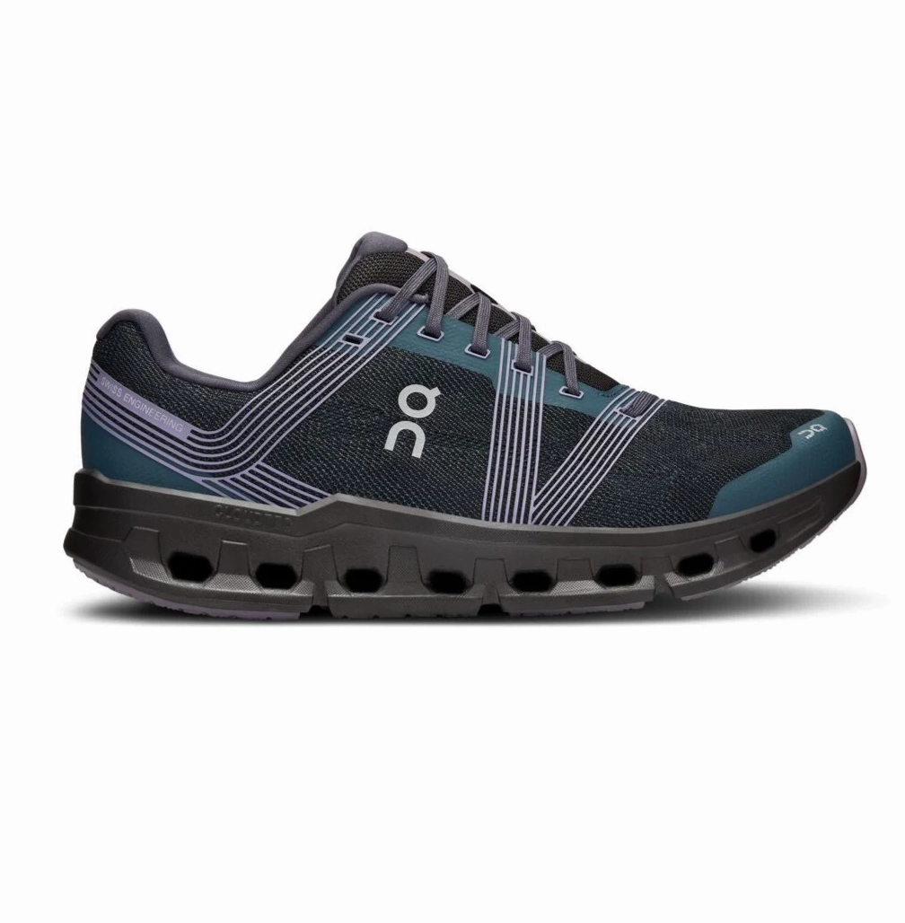 On Running Men's Cloudgo Shoes - Storm / Magnet running in snowy weather