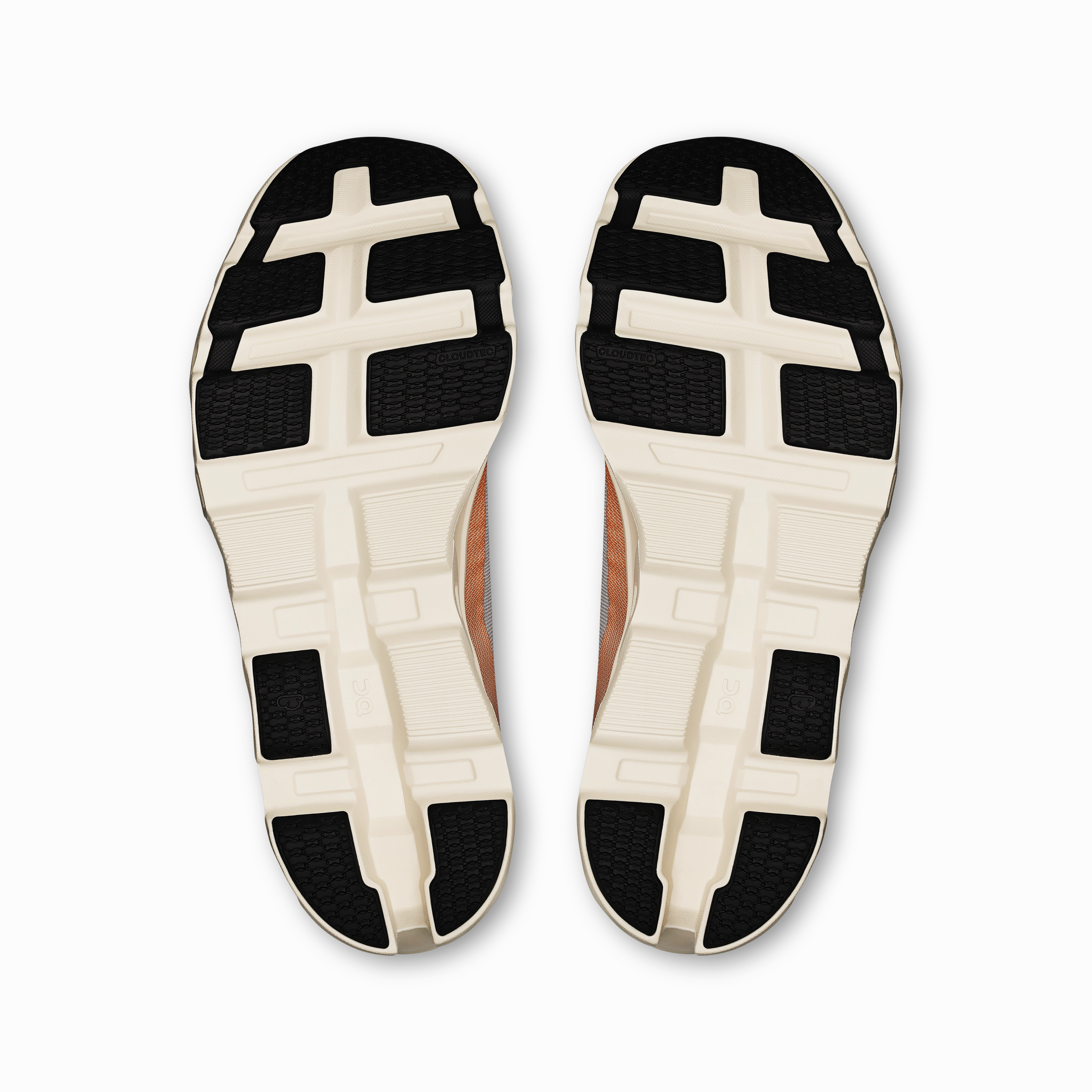 On Running Men's Cloudmonster 2 Shoes - Glacier / Tangerine running in a sidewalk area shoes