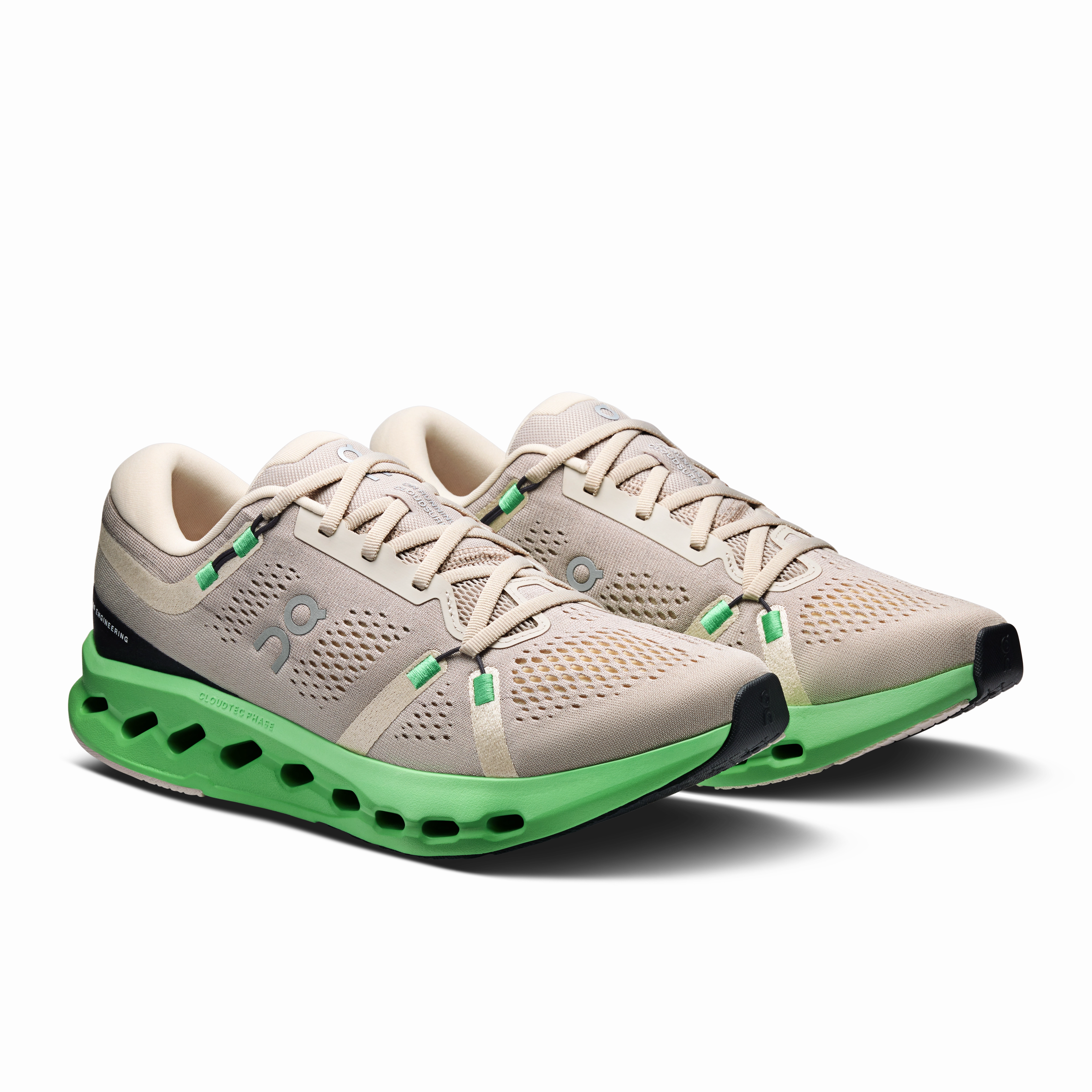 On Running Men's Cloudsurfer 2 Shoes - Truffle / Honeydew SyntheticUpper Shock Dispersing Tech