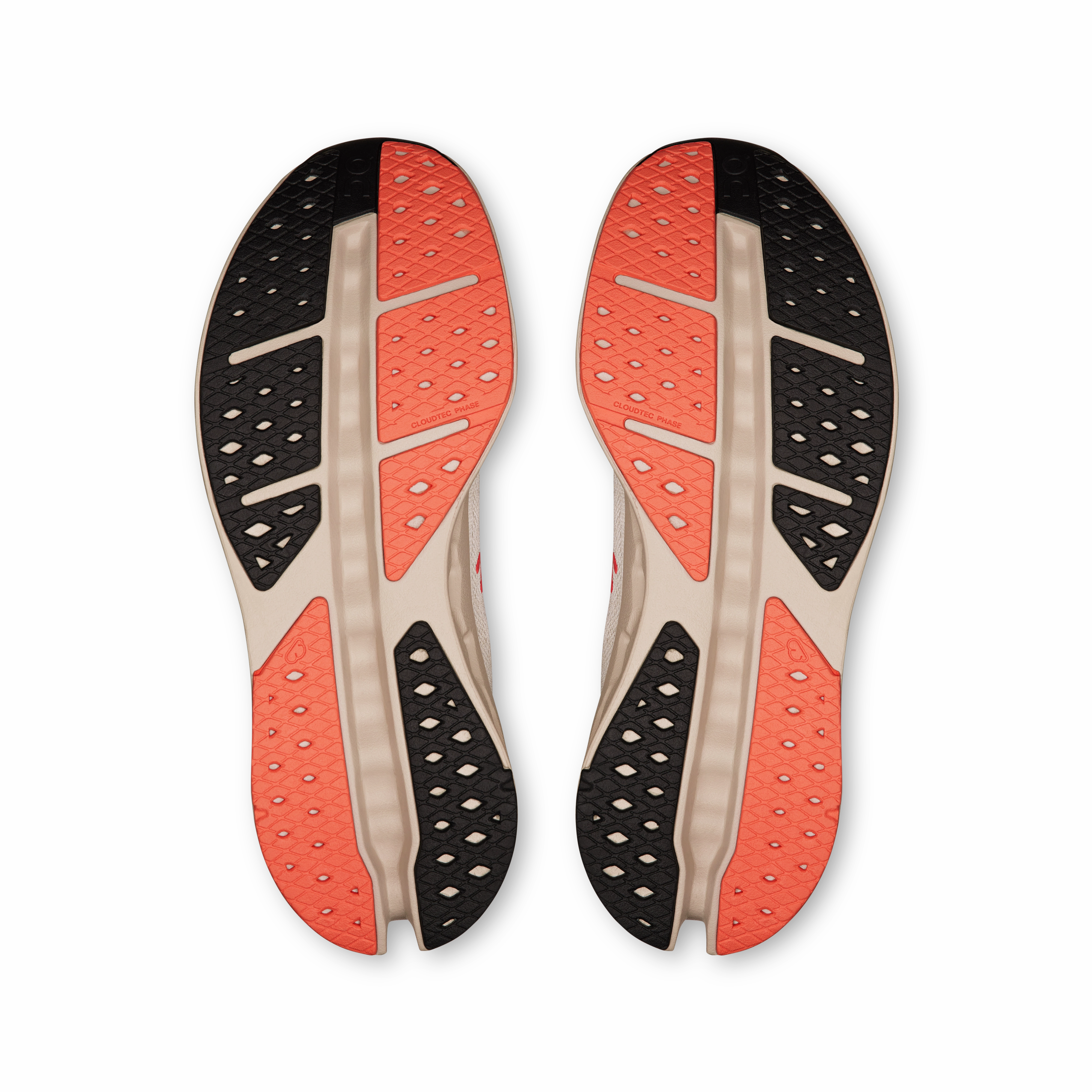 running in a tram station area shoes foam sole shoe trait On Running Men's Cloudsurfer Max Shoes - Ivory / Salmon