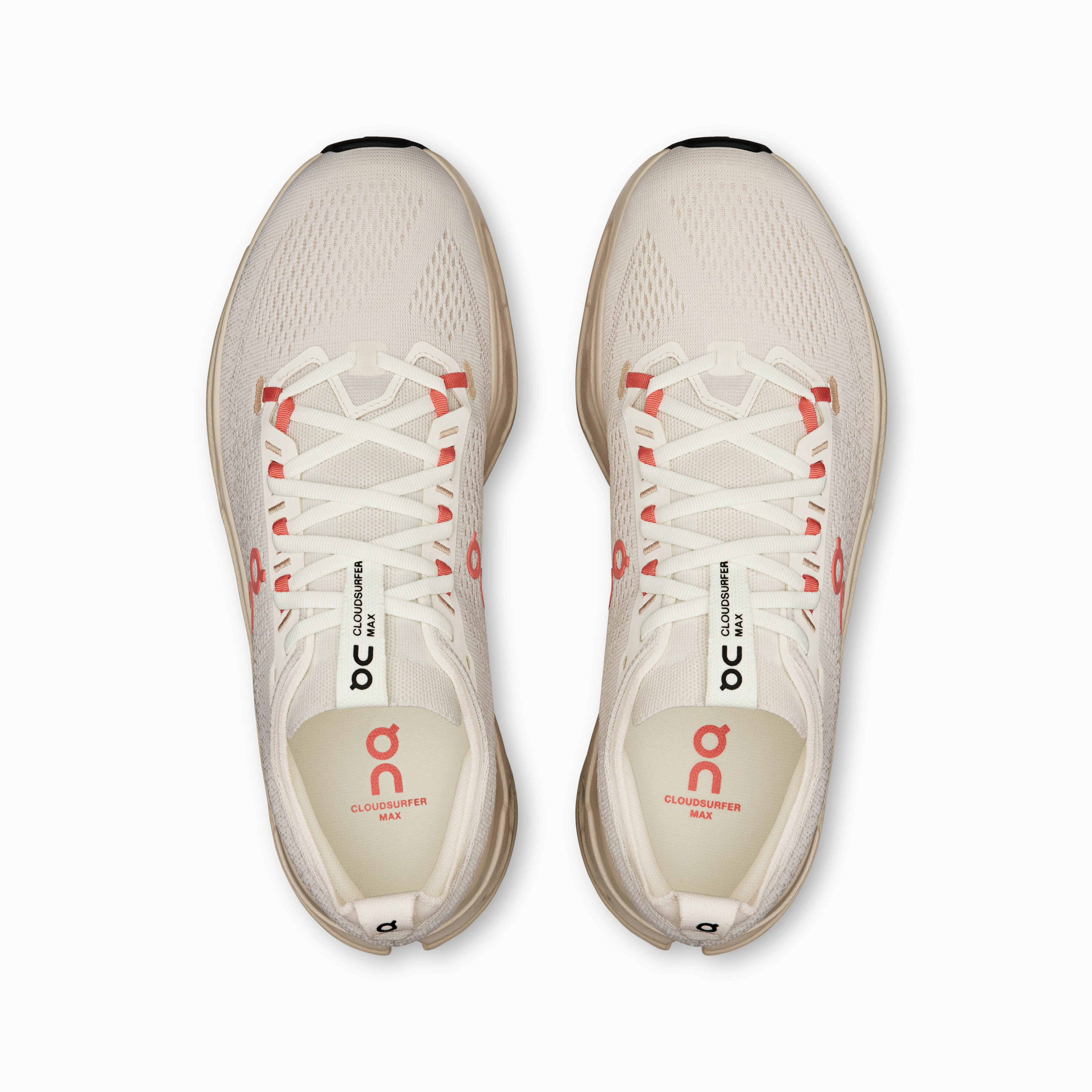 On Running Men's Cloudsurfer Max Shoes - Ivory / Salmon Obstacle course readiness long - distance capable