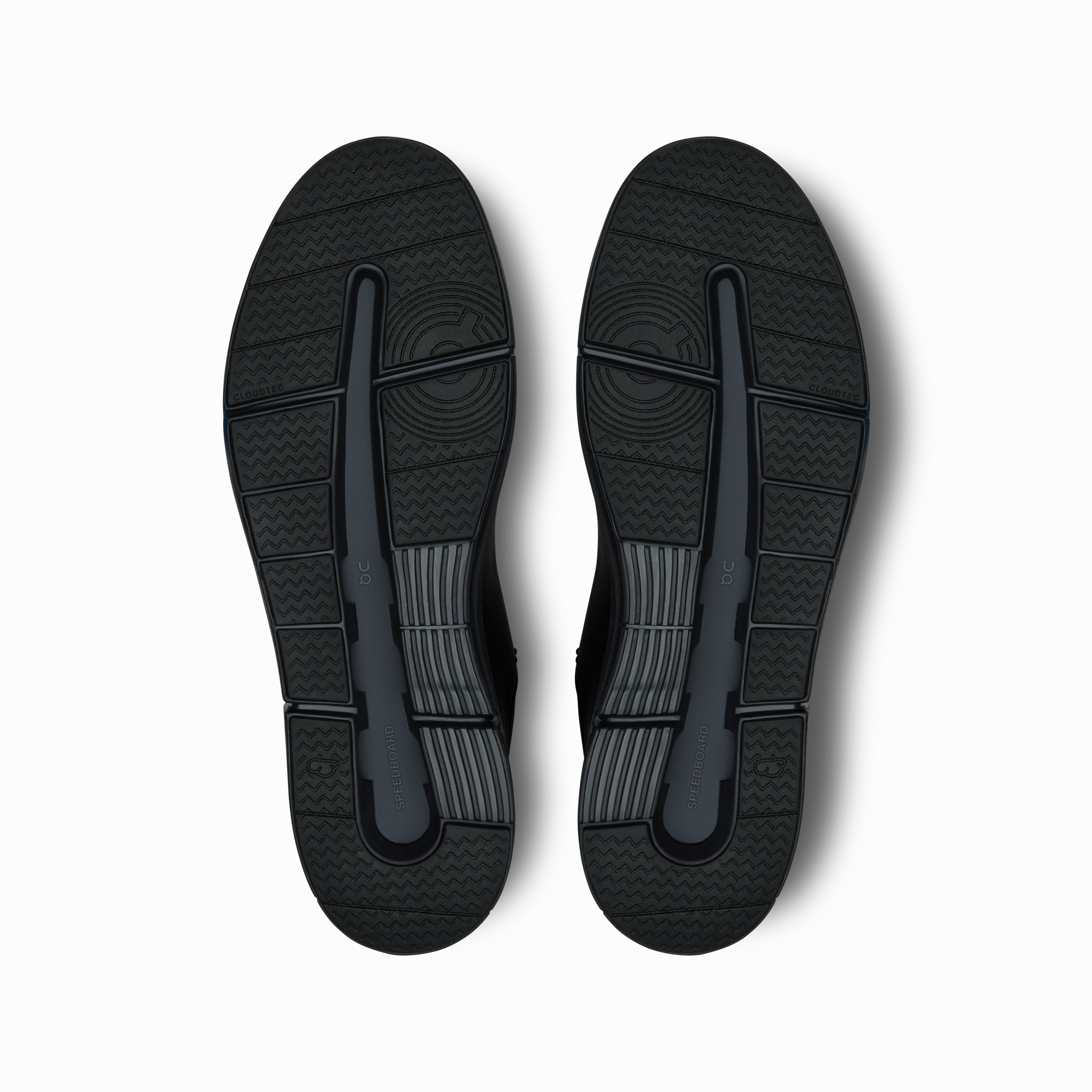 On Running Men's The Roger Advantage Shoes - All Black Non Restrictive Toe Cap Printed patterns