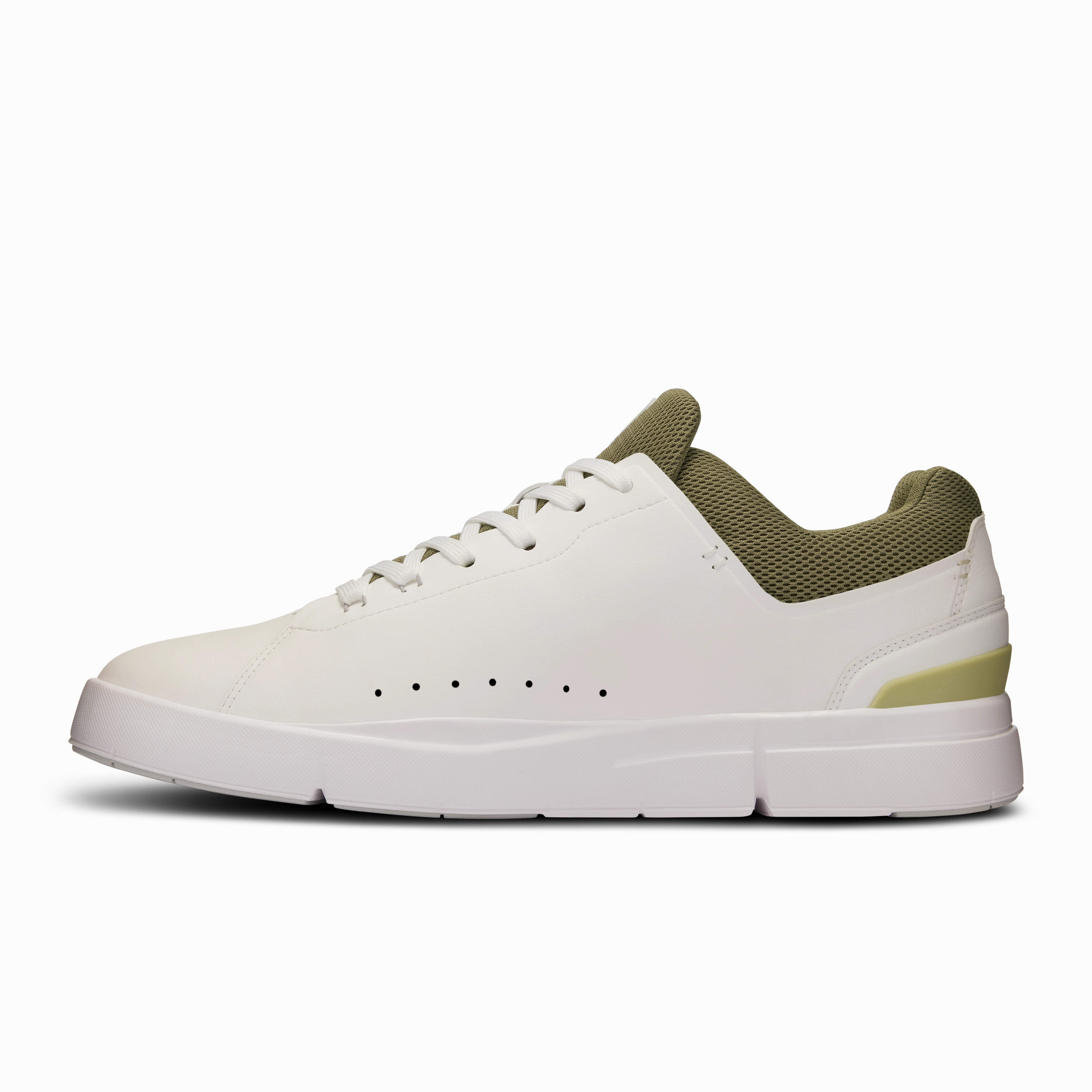 On Running Men's The Roger Advantage Shoes - White / Olive Impact Absorption Layer