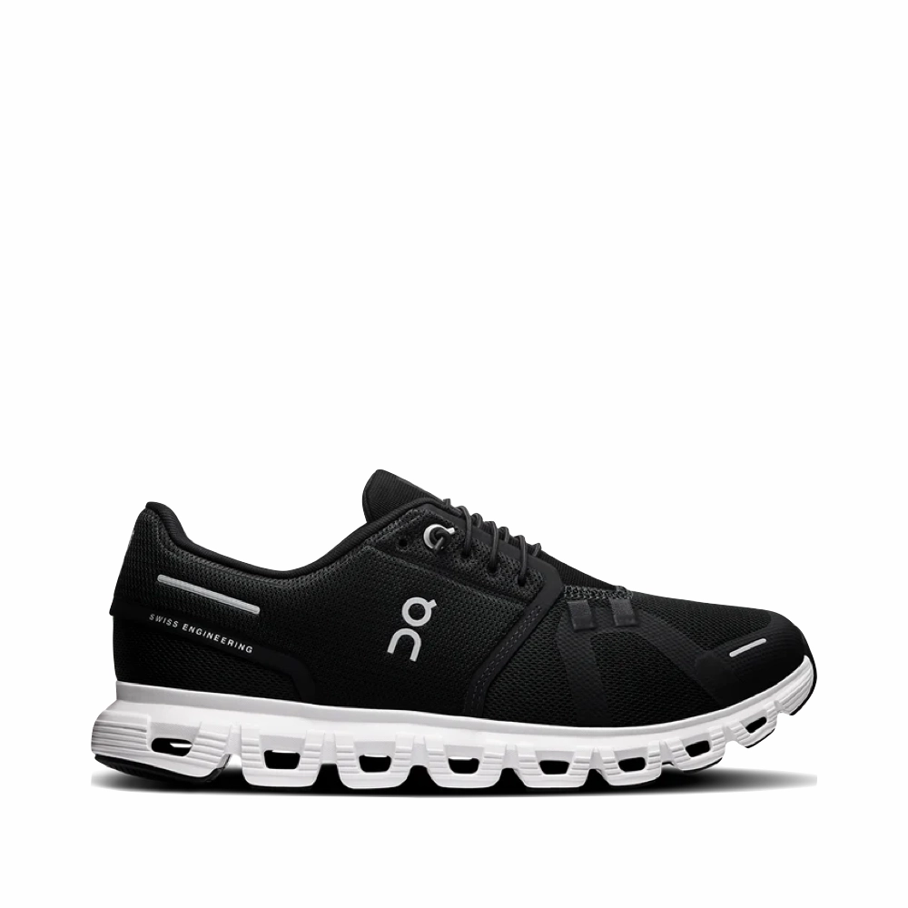 On Women's Cloud 6 Sneaker in Black/White Fit Support