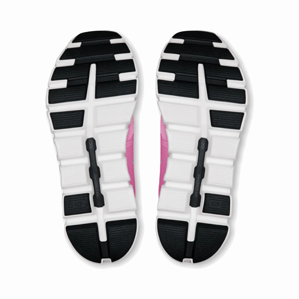 On Women's Cloud 6 Sneaker in Raspberry/White Simple Lines