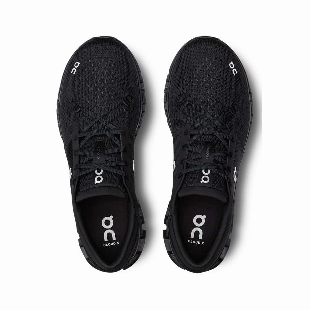 On Women's Cloud X 4 Sneaker in Black/Eclipse Lace   Up Design Walk With Ease