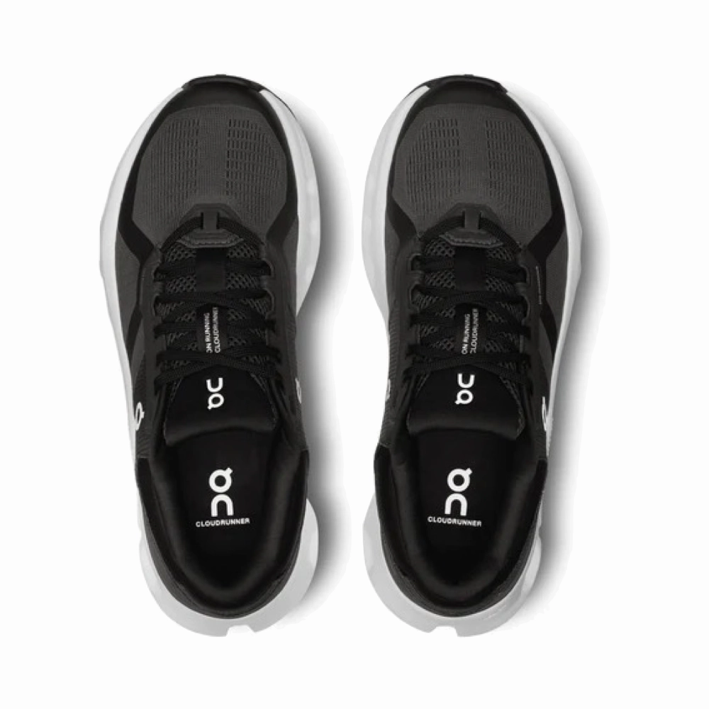 On Women's Cloudrunner 2 Sneaker in Eclipse/Black Premium Leather Lounge Ready