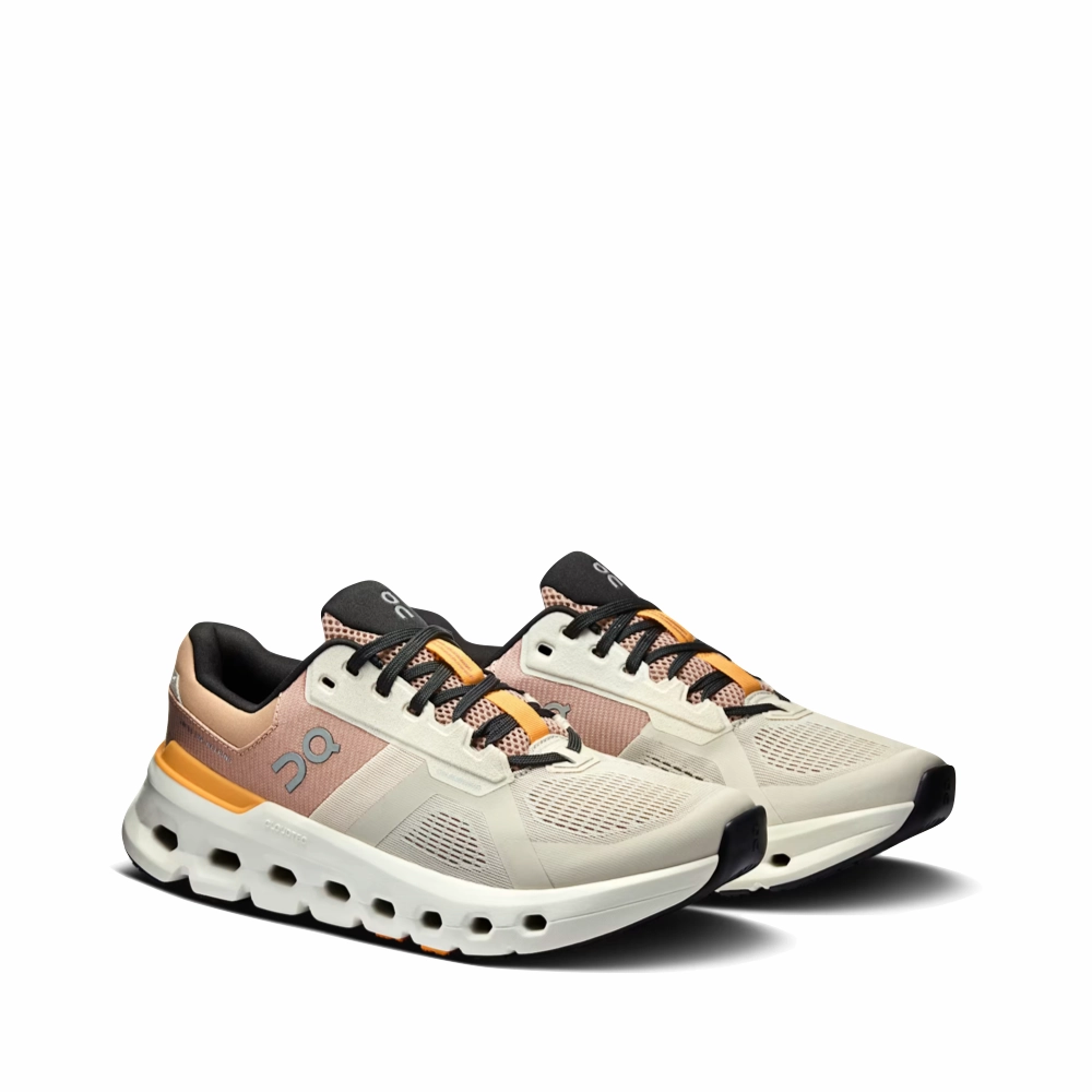 On Women's Cloudrunner 2 Sneaker in Pearl/Tangerine Neutral Color Palette
