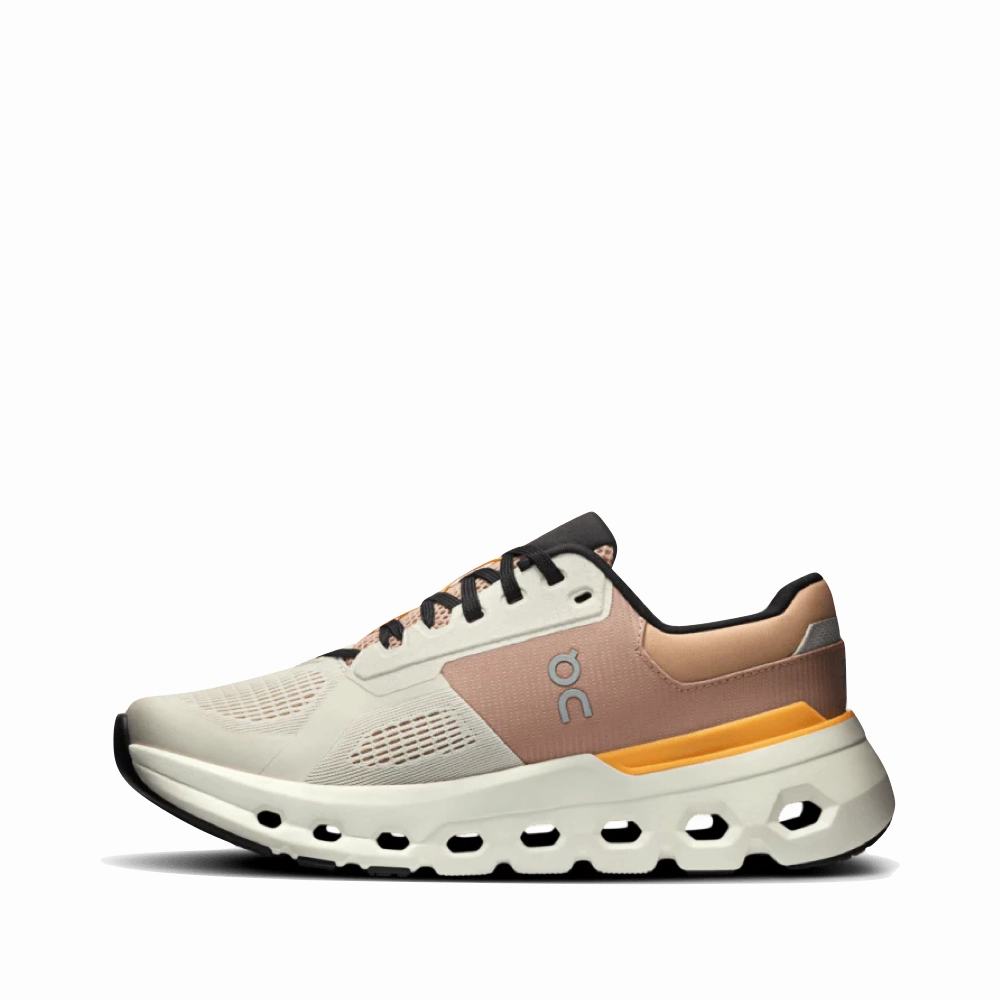 On Women's Cloudrunner 2 Sneaker in Pearl/Tangerine spring fresh Functional Fit