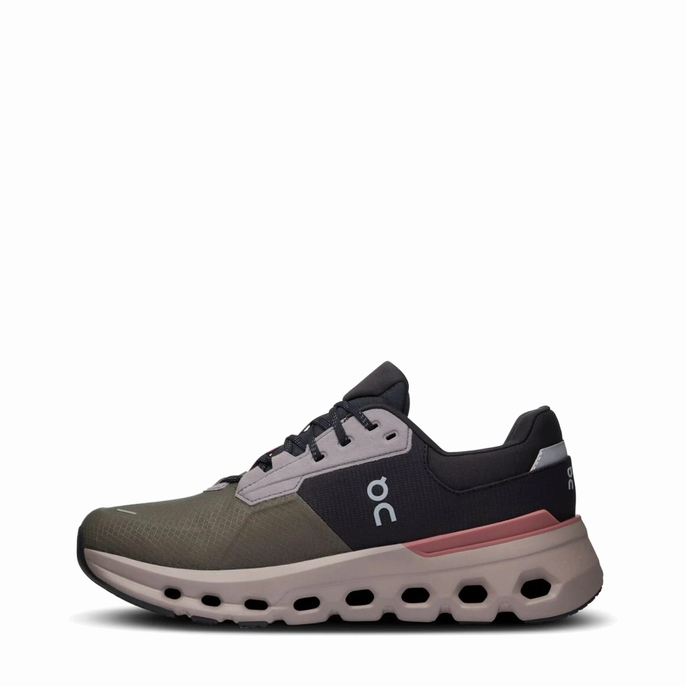 On Women's Cloudrunner 2 Waterproof Sneaker in Olive/Mahogany Goal Hike Mobile Life